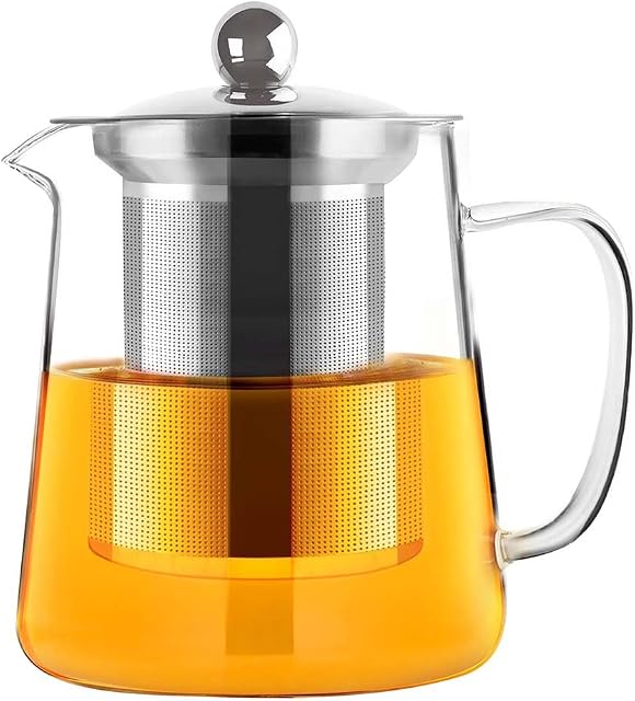 huateng Glass Teapot With Stainless Steel Infuser Heat Resistant Clear 550 ML / 750ML