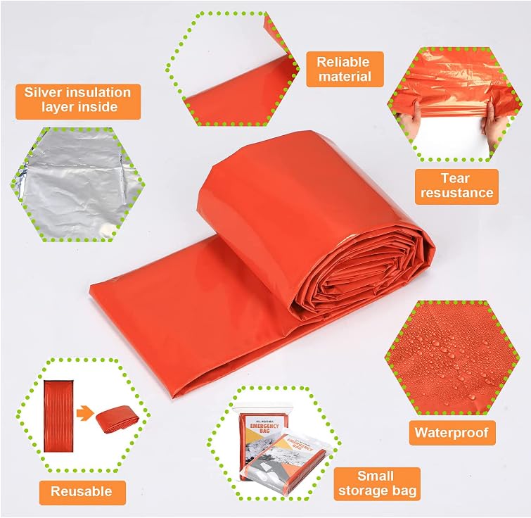 Galaxy Thermal Mylar Emergency Ponchos Raincoat Blanket Reversible Survival Gear for Sport Outdoor Camping Hiking Traveling with Whistle3