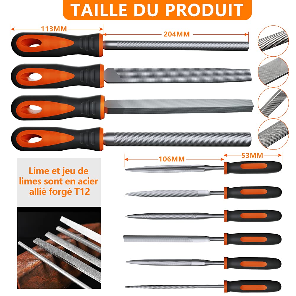 10 pcs Limes Et Râpes Jeu De Limes Polyvalentes En Acier à Haute,Teneur En CarbonerâPe à Bois Set Pour Menuiserie/Sculpture/Travaux Manuels/Travail Du Bois/Atelier