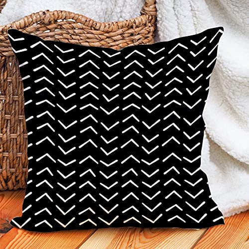 Leaveland Black And White Boho Arrow 18X18 Inch Throw Pillow Cover Bohemian Geometric Herringbone Decorative Square Cushion Case Fall Autumn Winter Christmas Home Decor Standard Size Accent Pillowcase #TOP2