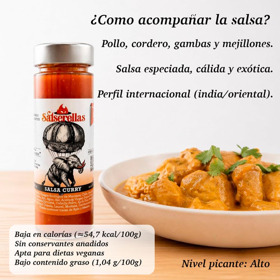 Pack 3 Salsas Picantes Gourmet Salserellas (Afgana, Winston y Curry) | Variedad de Sabores con Jalapeño | Ingredientes Naturales con Aceite de Oliva | Ideal para Carnes, Tacos, BBQ y Regalo Foodie