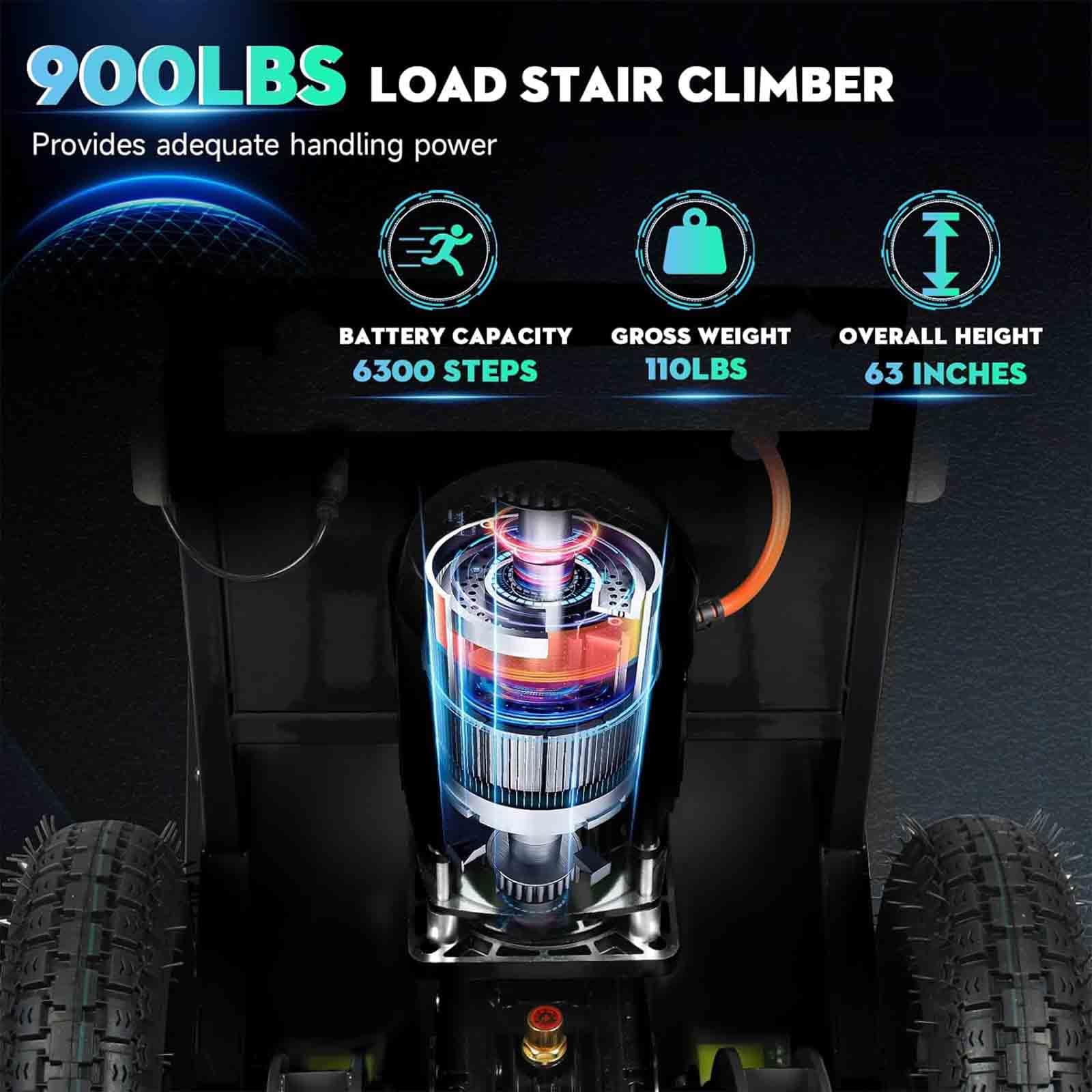 Montascale Elettrico da 1200 W, Carrello per Sacchi per Oggetti Pesanti, Motore brushless, Batteria Rimovibile, capacità di carico (400 kg) Sali e scendi Le Scale Senza Sforzo,B