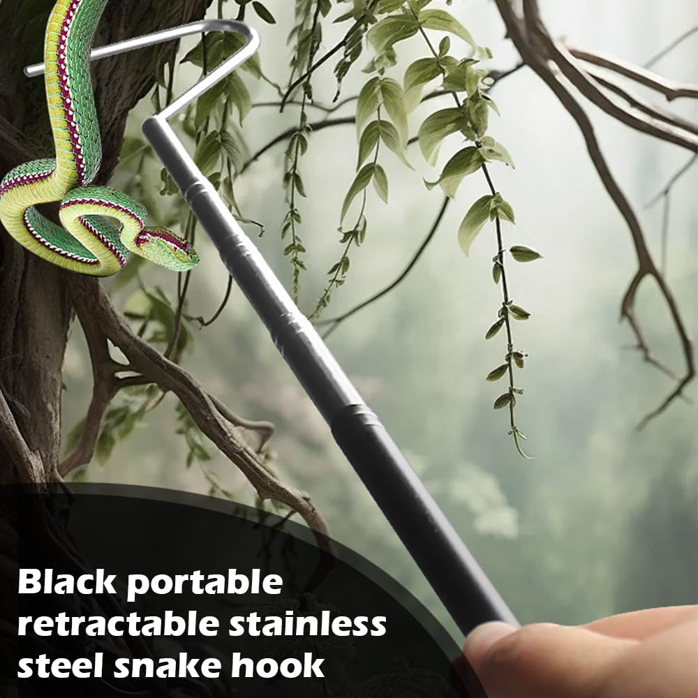 Hameçon serpent rétractable en acier inoxydable de 68,6 cm pour reptiles et animaux de compagnie, outil de manipulation extensible