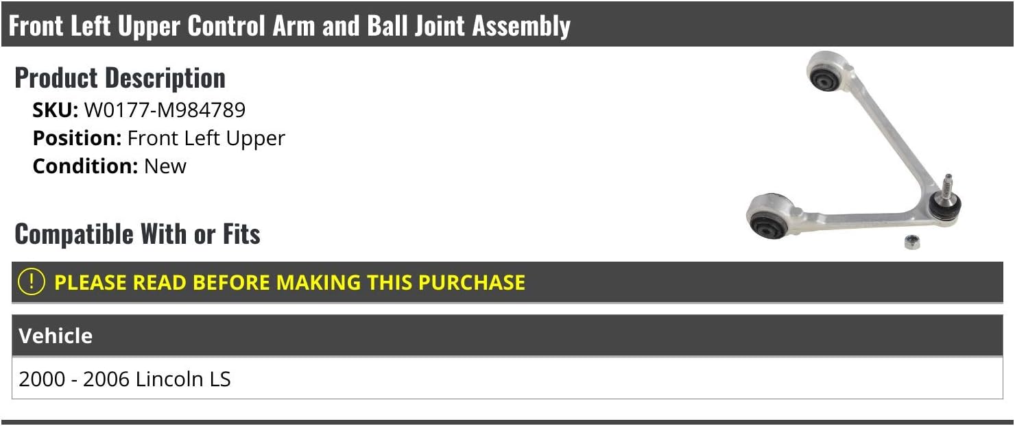 Front Left Driver Side Upper Control Arm and Ball Joint Assembly - Compatible with 2000-2006 Lincoln LS