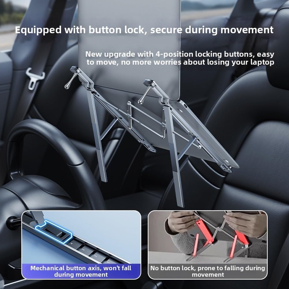Supporto pieghevole per auto, volante, portatile, regolabile, ergonomico, in alluminio, per ufficio, 32,5 cm, argento