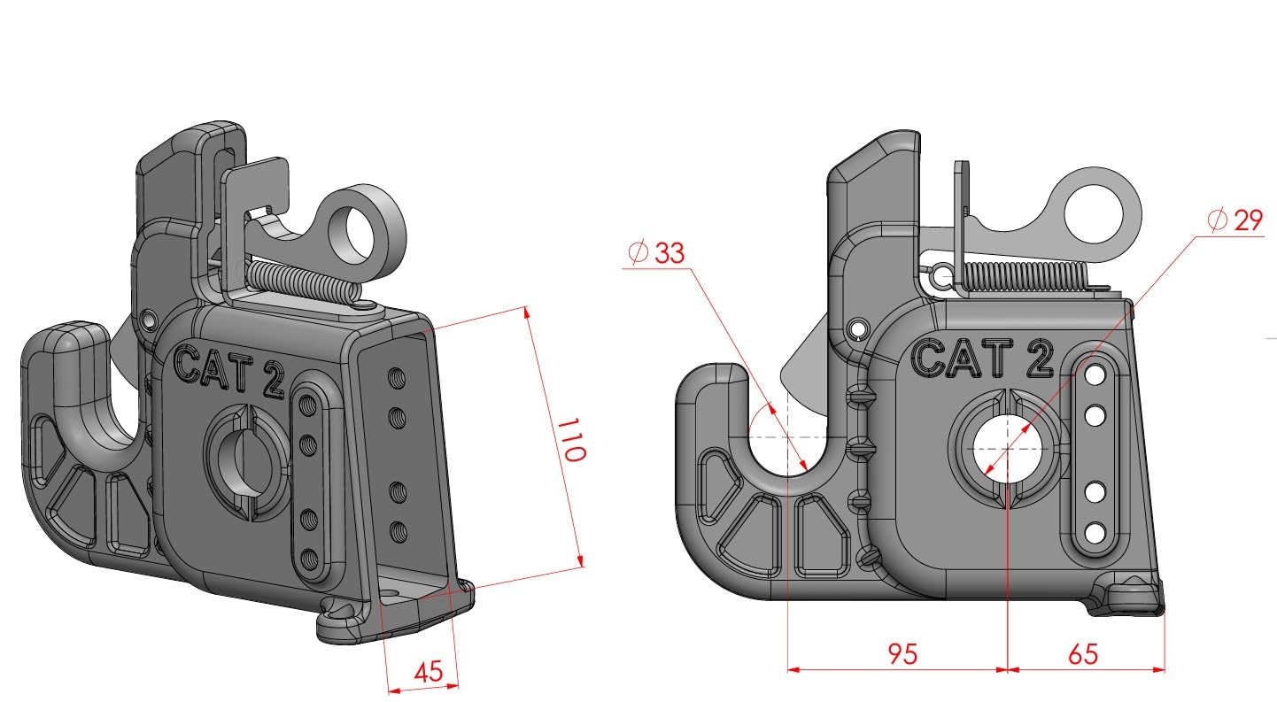 Set di gancio rapido per bracci portattrezzi cat. 2 (cambio rapido)