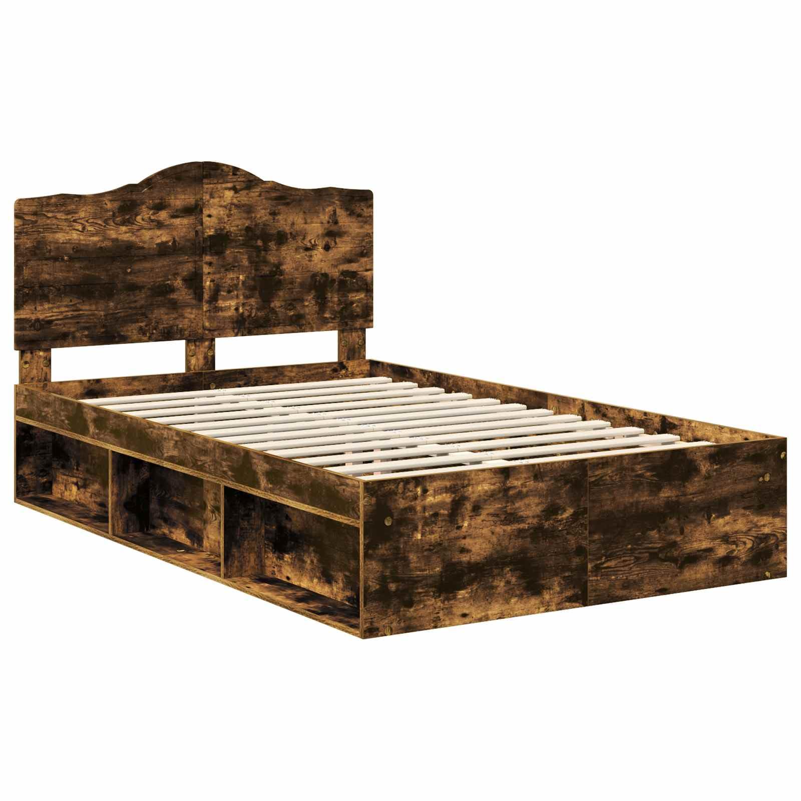 vidaXL Estructura de Cama con cabecera Roble Ahumado 120 x 200 cm