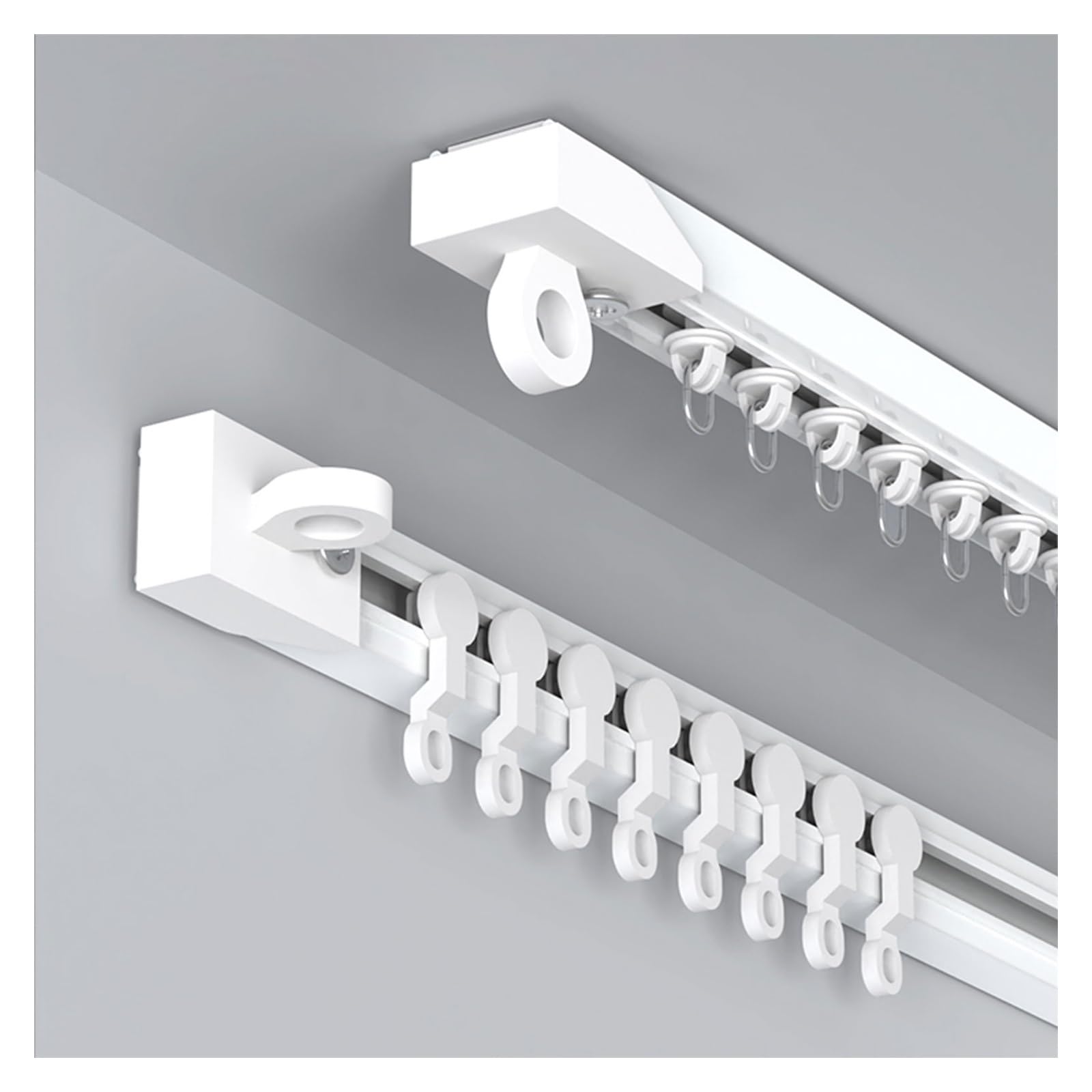 Rail de Rideau adhésif Blanc, Rail Coulissant sans perçage, Montage au Plafond, pour Rideaux, Plafond Suspendu et cloisons de séparation (600 cm (4 x 150 cm))