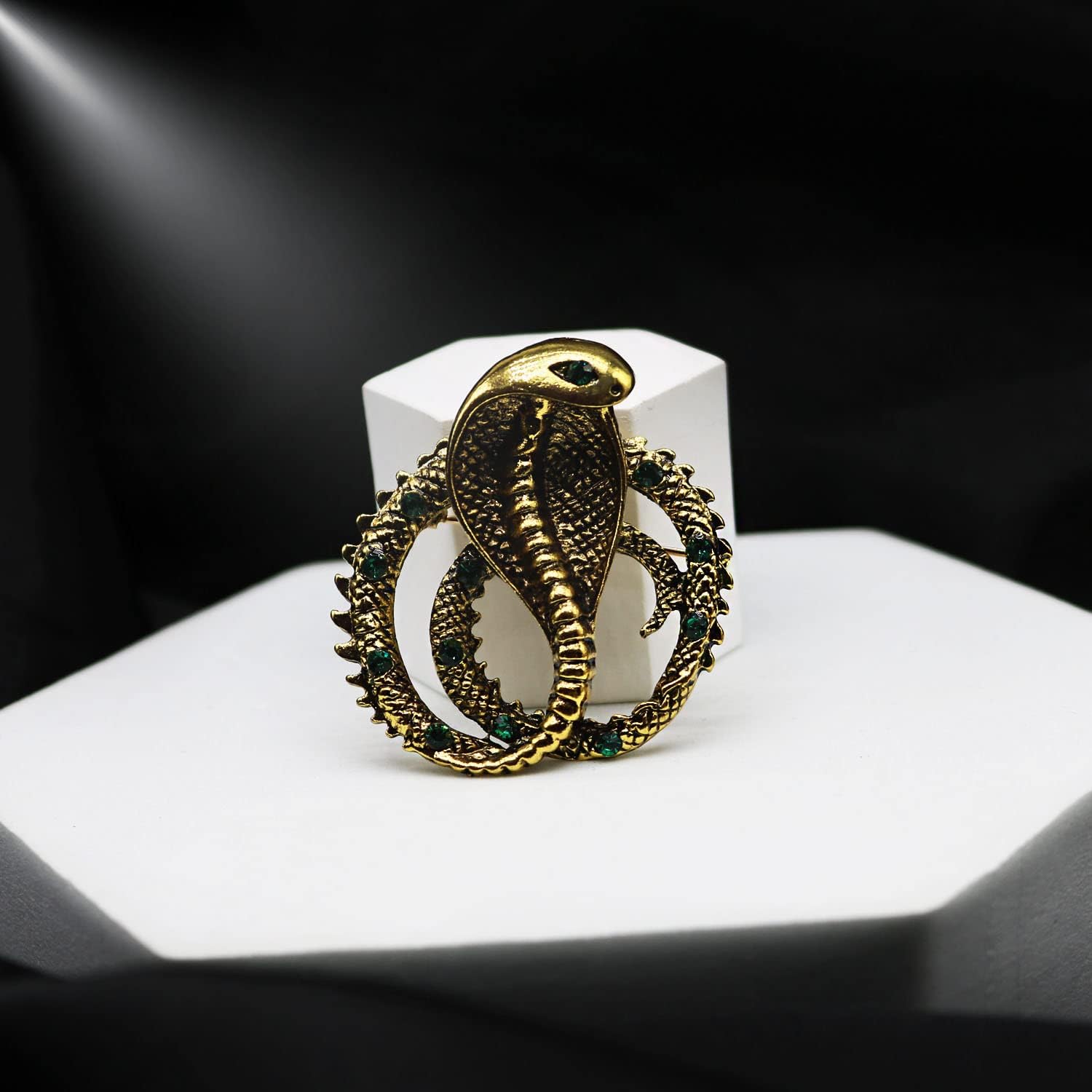 Retro Crystal Snake Brooch Gold Plated Cobra Animal Corsage Suit Jacket Brooch Pin Fashion Jewelry for Men Husband Gifts(Ophidian) - Image 4