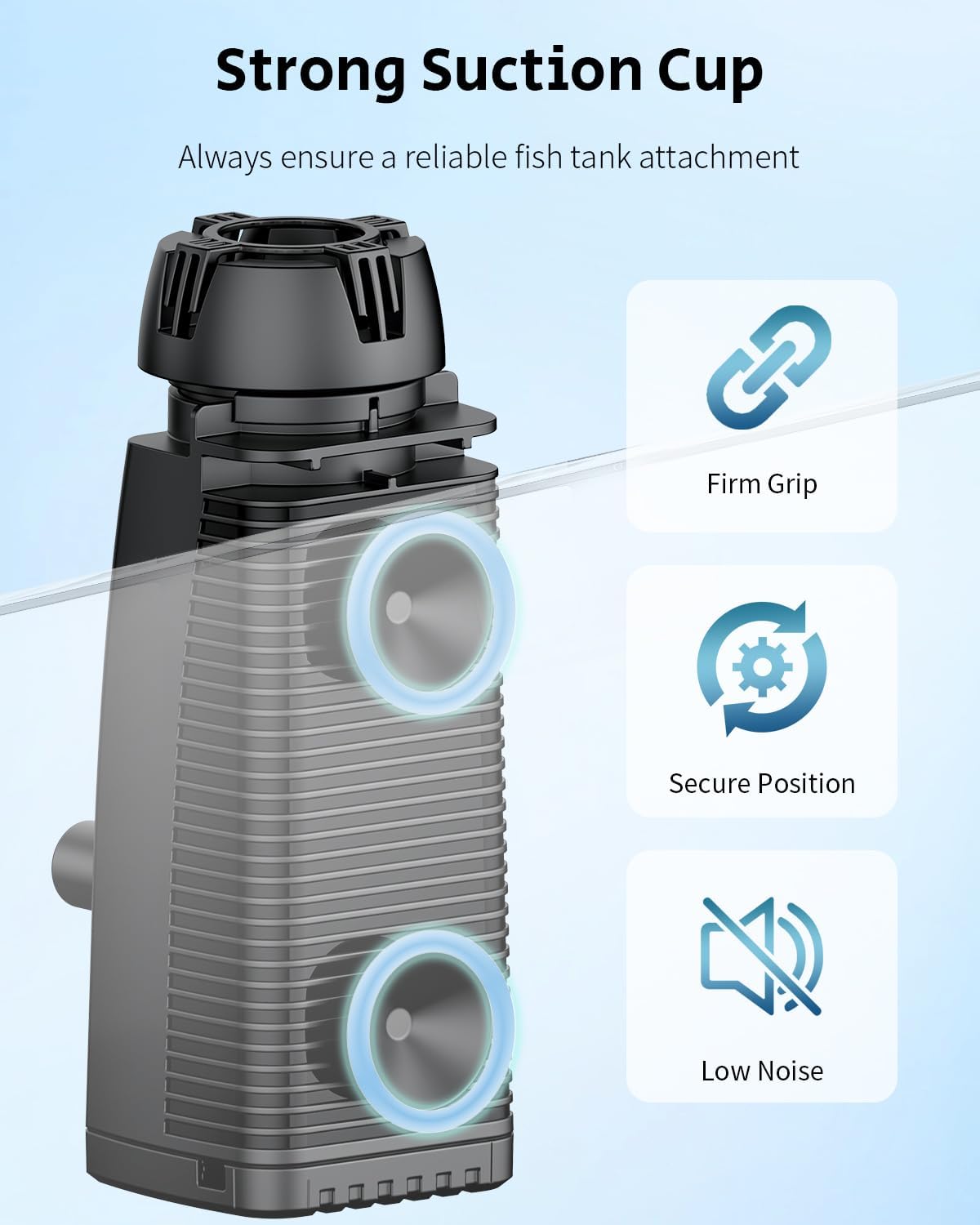 Pawfly 300 L/H 4W Aquarium Skimmer für Aquarien bis zu 350 L, Fischbecken Oberflächenabsauger, Aquarium Filter mit Bio-Schwamm und Saugnäpfen, Aquarien Oberflächenskimmer, Ölfilm-Entferner