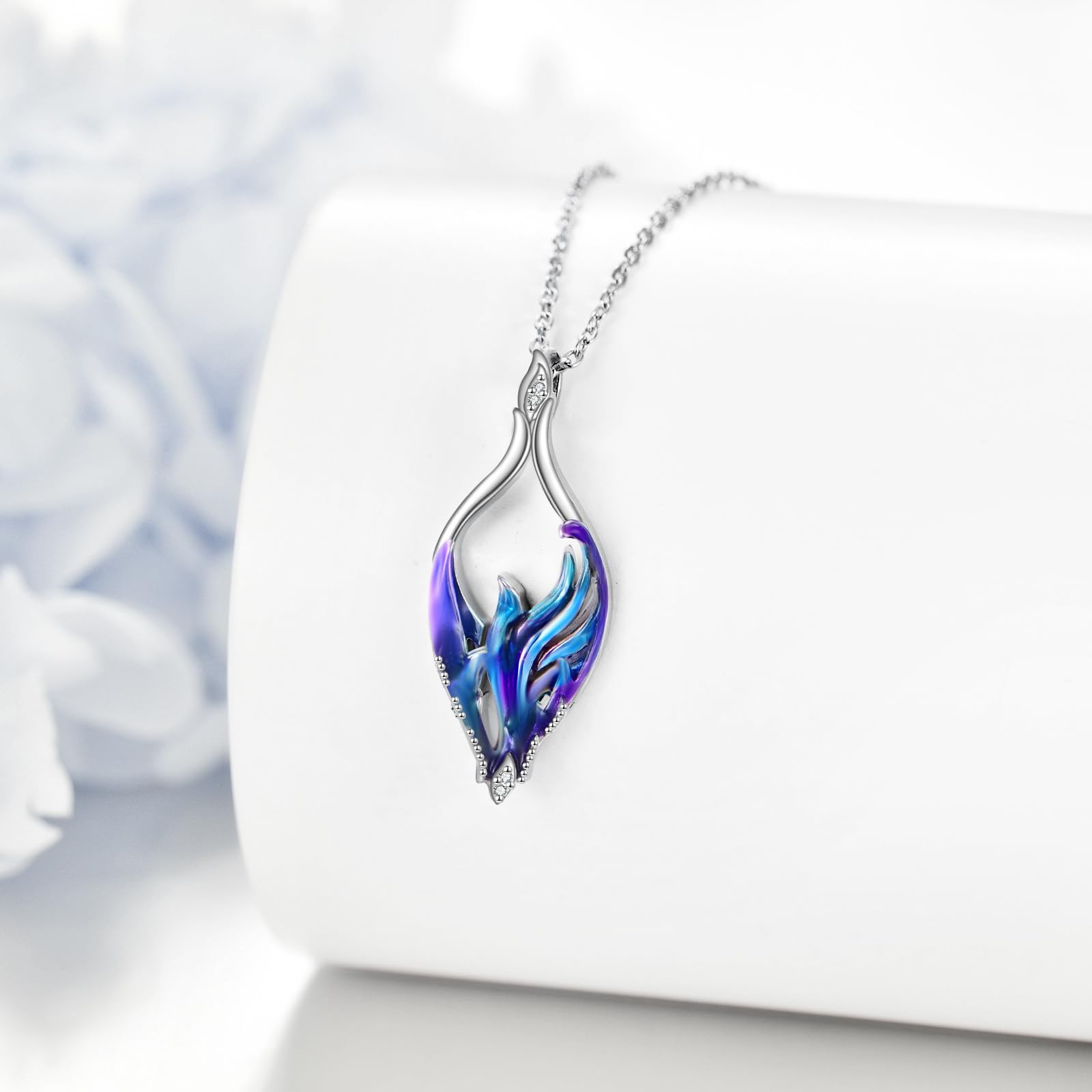 YAFEINI Phönix Mondstein/Rotem Kristall/Bernstein Halskette für Damen 925 Sterling Silber Phönix Anhänger Kette Schmuck Geschenk für Frauen Mädchen