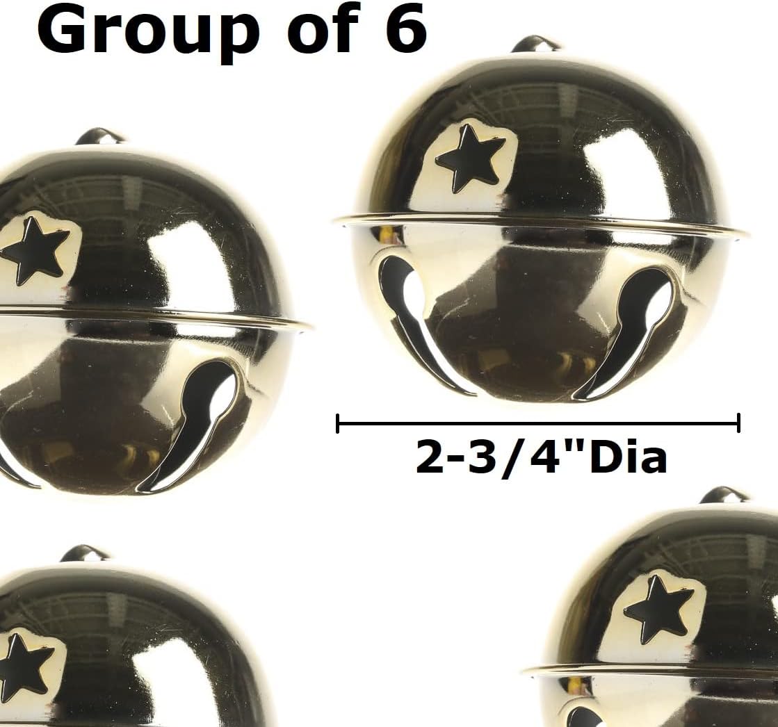 Group of 6 Gold Metal Sleigh Bells by Factory Direct Craft - Gold Bells for Holiday Decorating and Christmas Displays