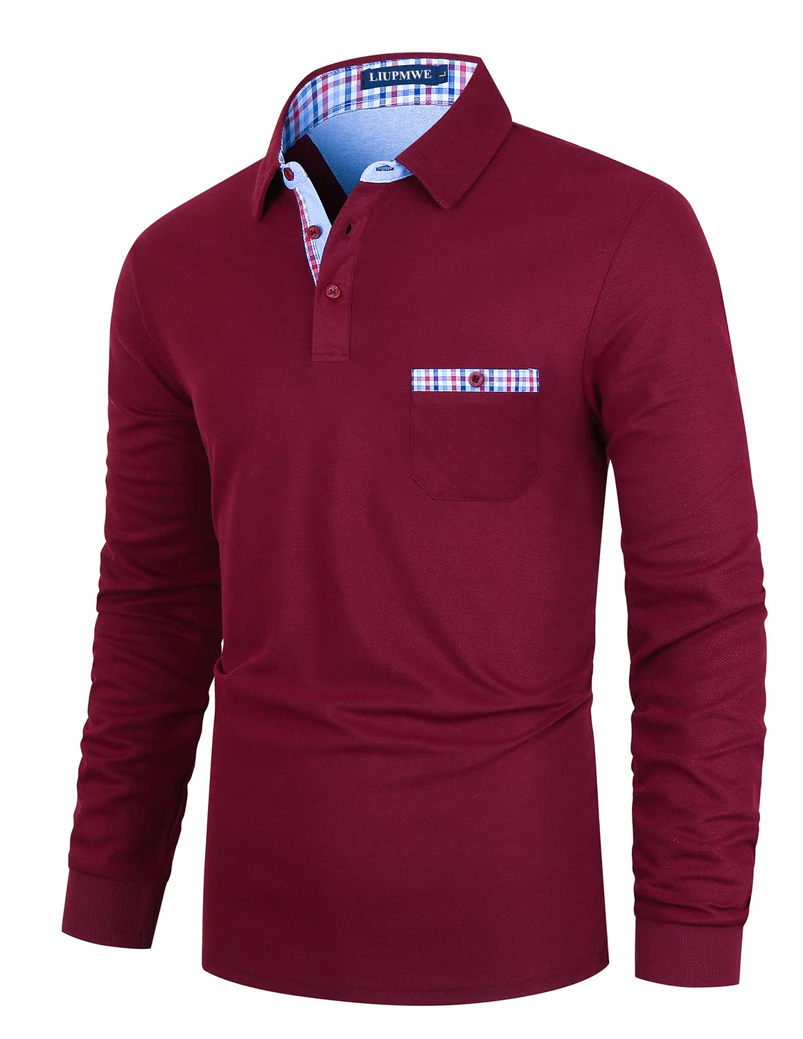 LIUPMWE Maniche Lunga Polo Uomo Pure Cotone Classic Basic Comfort Fashion Sport Top