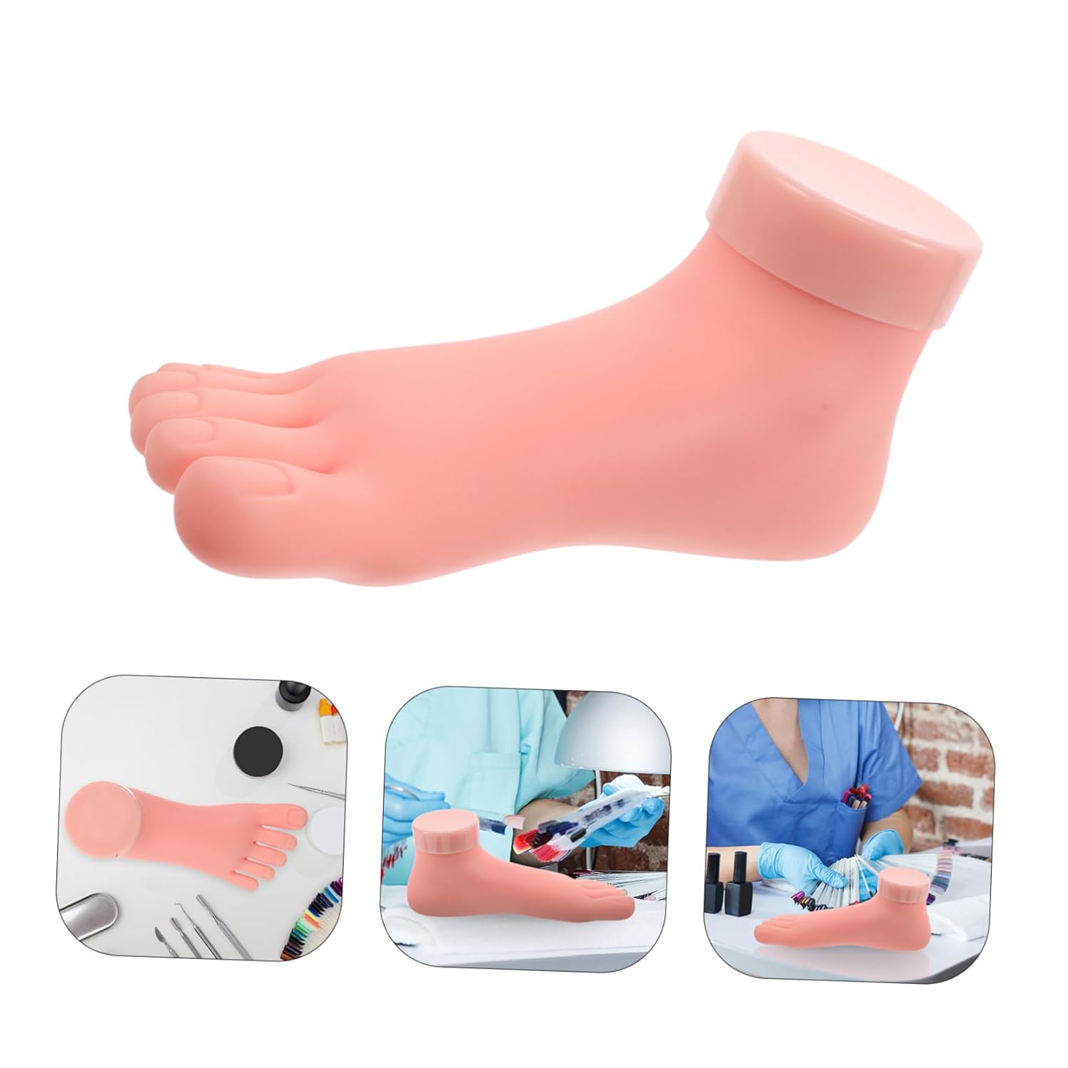 2pcs Durable Silicone Foot Model for Nail Art Practice Portable Mannequin Foot for Professional Display and Personal Use for Nail Artists and Beginners
