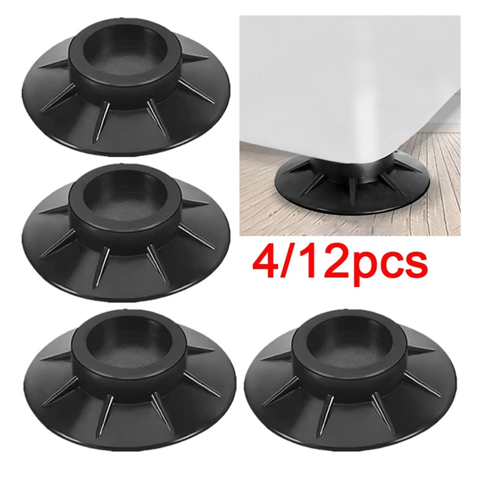 Pies de Goma Altura Ajustable for Lavadora | Amortigua y protege los pies de la máquina, reduciendo los daños por fricción en el suelo.(12pcs)