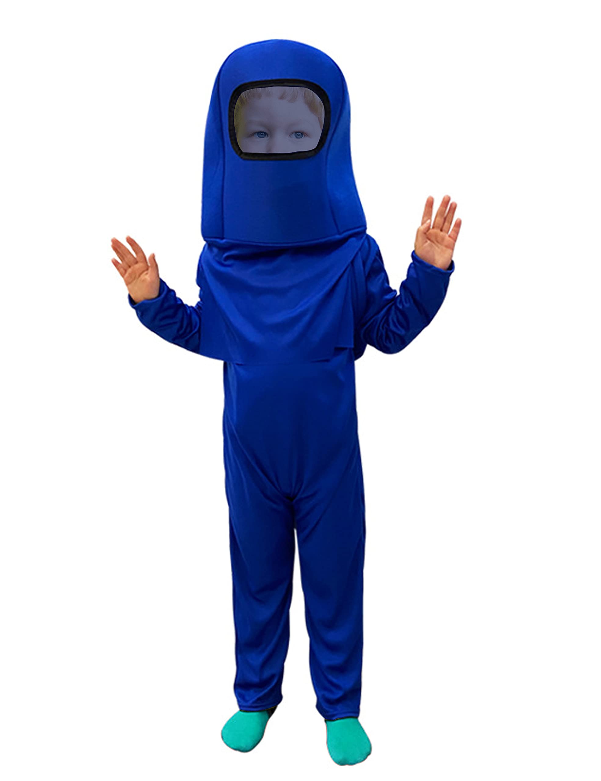Noucher Kids Astronaut Costume Game Space Suit Red Blue Jumpsuit Halloween Backpack Cosplay Costumes for Boys Kids Aged 3-10