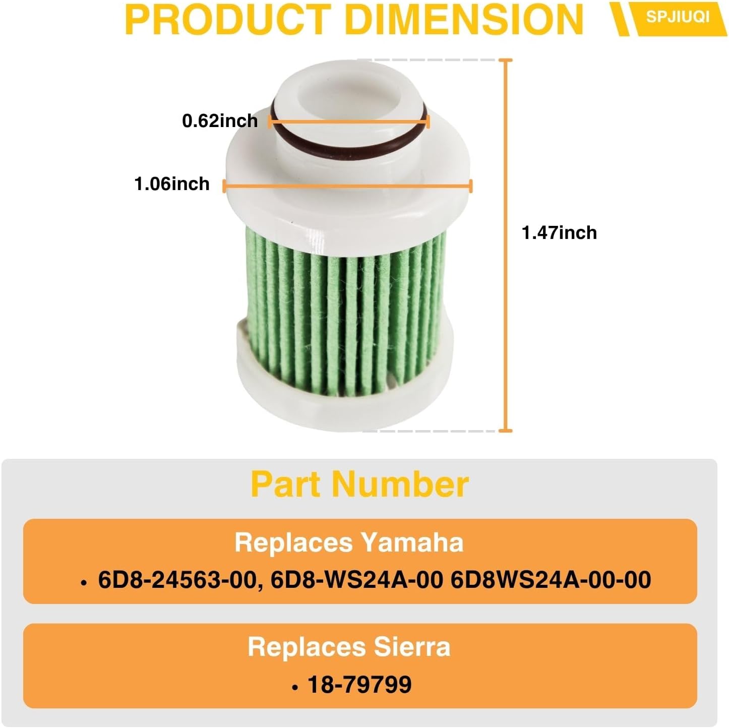 2Pcs 6D8-24563-00 6D8-WS24A-00 Fuel Filter for Yamaha 4-Stroke Outboard Motors 20HP 24HP 25HP 30HP 40HP 50HP 60HP 70HP 75HP 90HP 115HP 135HP Replaces Sierra 18-79799
