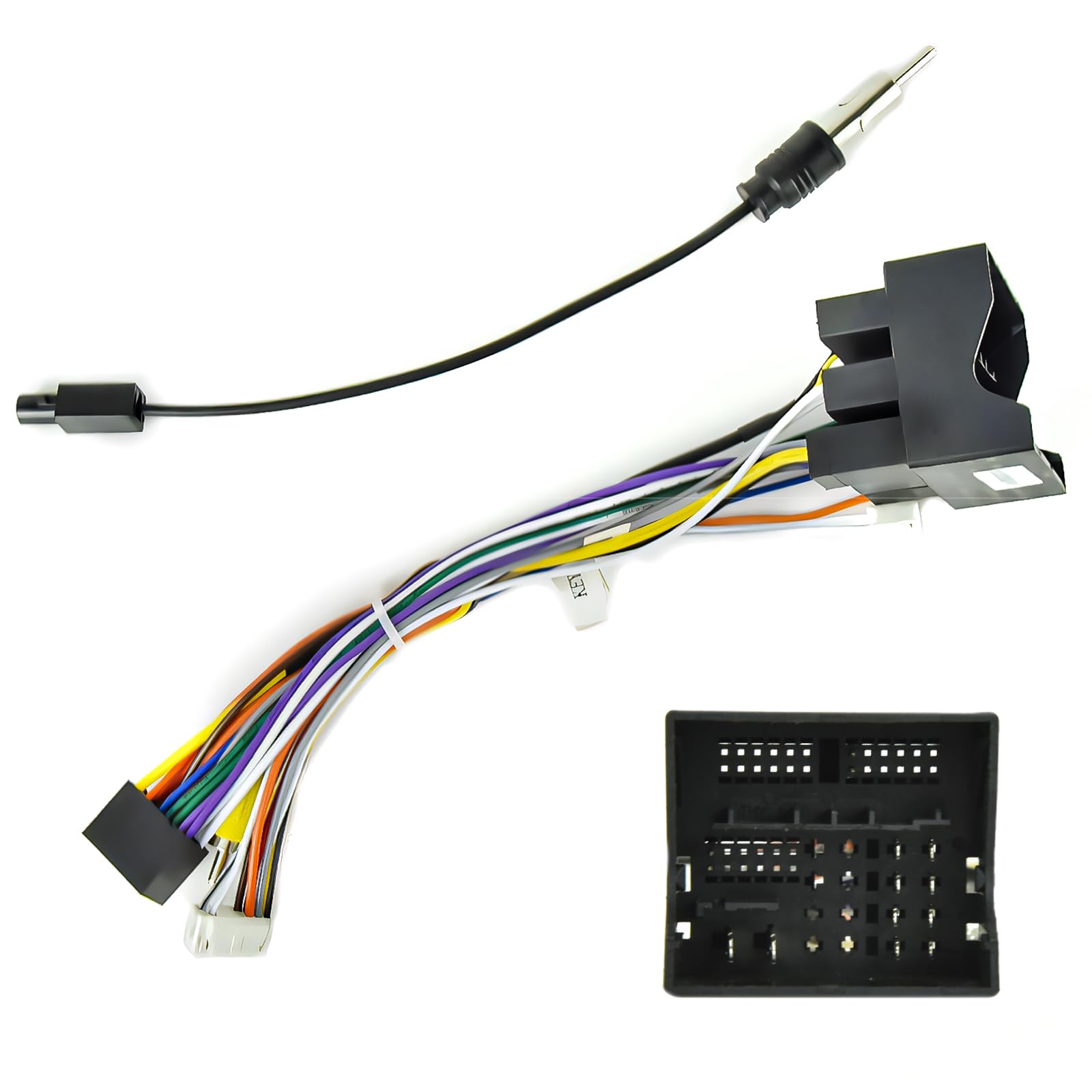 52 Pin Adattatore Cavo Connettore ISO Convertitore Autoradio per VW Golf Passat Tiguan Polo Touran Skoda Seat con Linee di Controllo del Volante e Antenna Radio, Standard Adattatore ISO Cavo 52 Poli