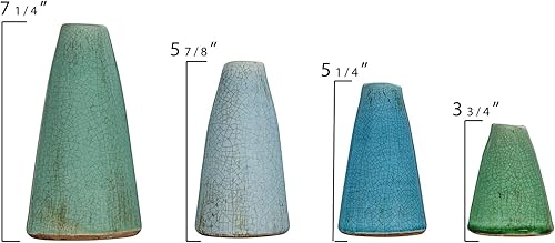 Miniatura 5 de Creative Co-Op DA2383 - Juego de 4 jarrones de terracota verde y azul