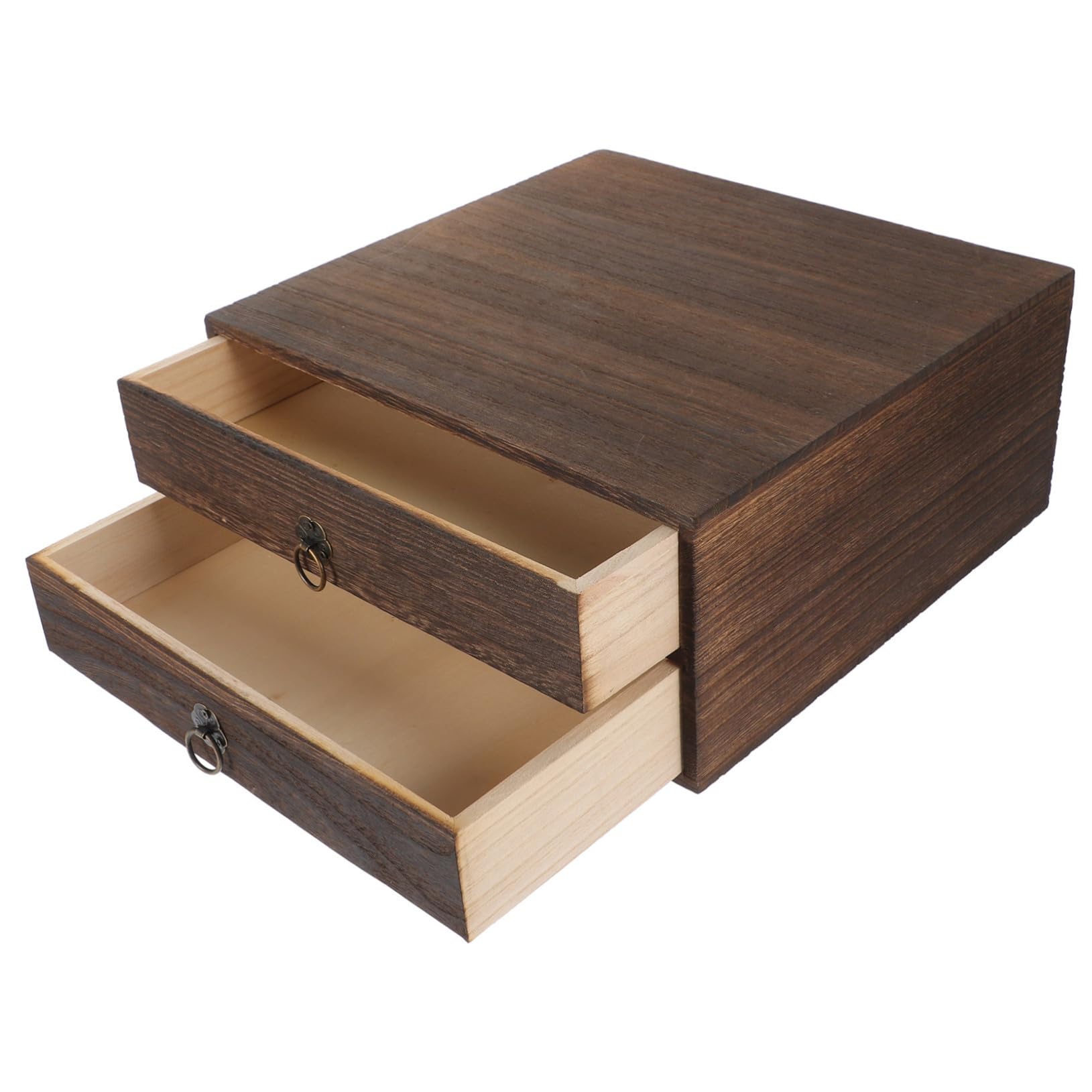 Boîte de rangement en bois à tiroirs Mikikit 2 couches 25,5 cm compacte pour articles divers