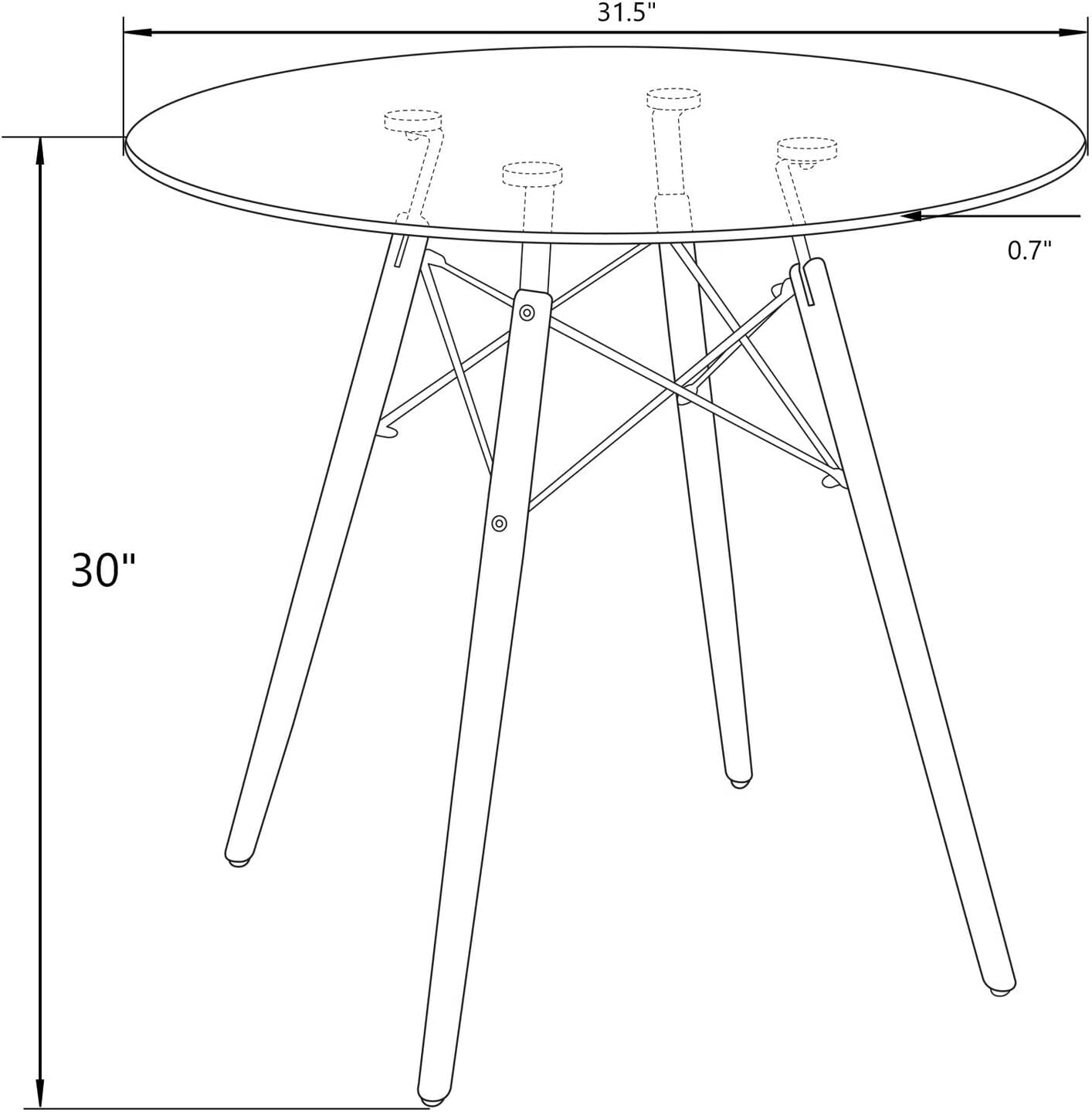 HomeStock Round Bistro Table - Wood Top Dining Table with Eiffel Base - Rustic Home Furniture
