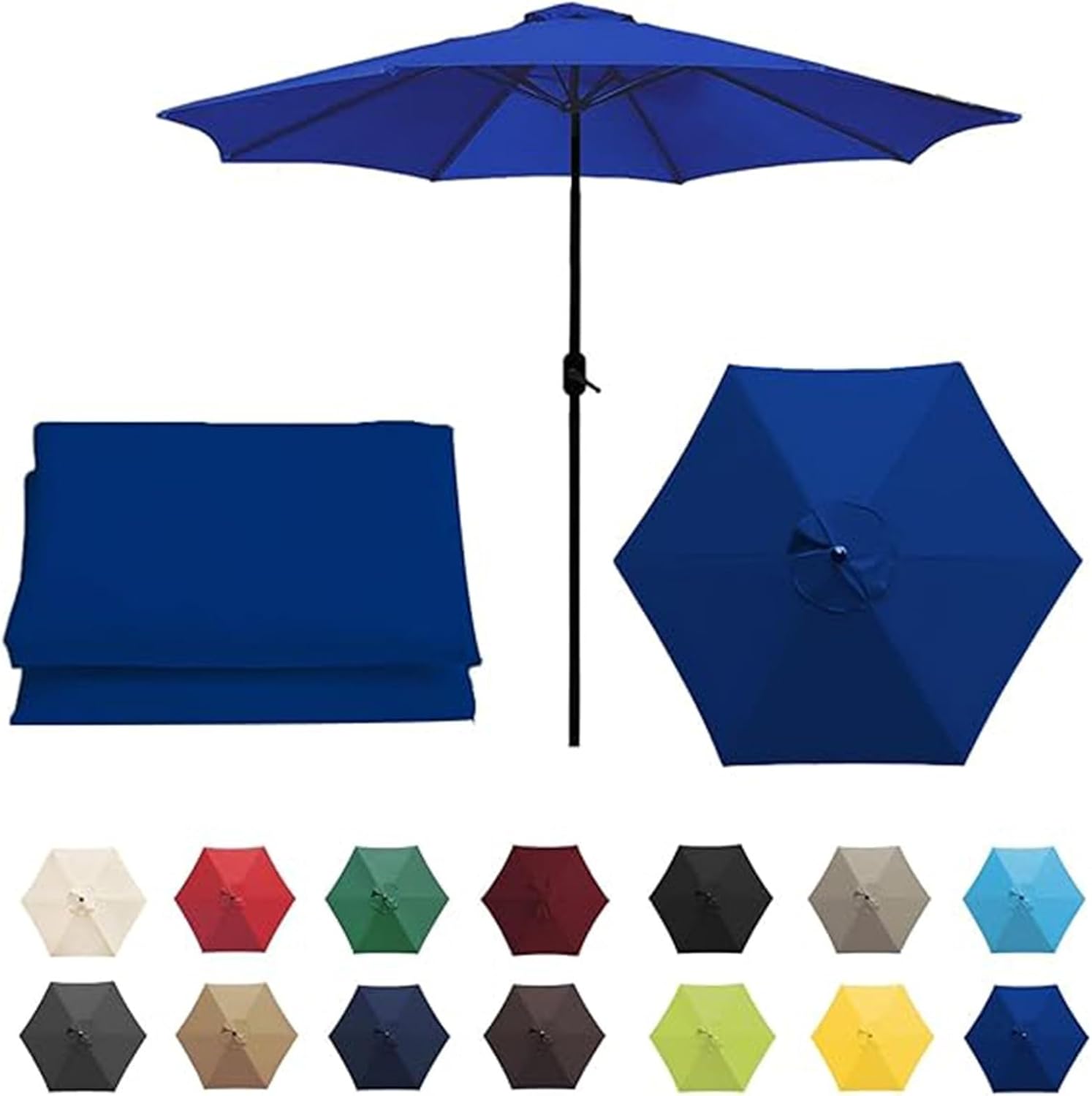 Garden Parasol Covers, Patio Umbrella Cover Cloth, Umbrella Fabric Canopy Cover, Waterproof Parasol Canopy Cover 6arm Or 8arm Replacement Parasol Fabric Cover(M,3m 6ribs)