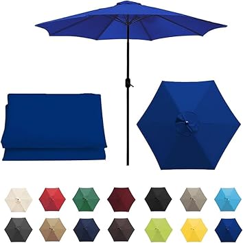 Garden Parasol Covers, Patio Umbrella Cover Cloth, Umbrella Fabric Canopy Cover, Waterproof Parasol Canopy Cover 6arm Or 8arm Replacement Parasol Fabric CoverM,2.5m 6ribs