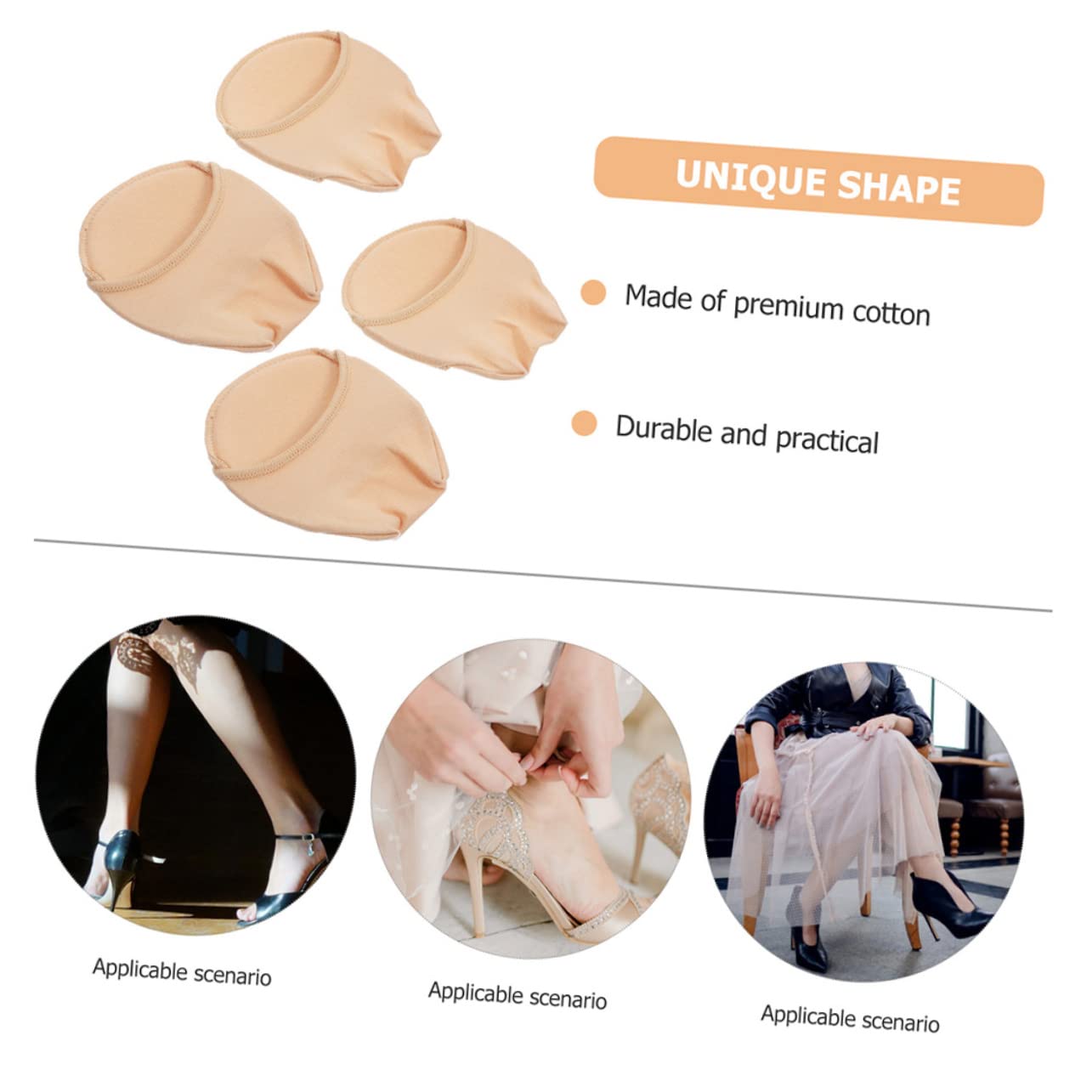 Ipetboom 4 Pairs Women Non Slip Toe Covers Socks Seamless Liner Design for High Heels Breathable and Comfortable Half Socks for Summer Footwear