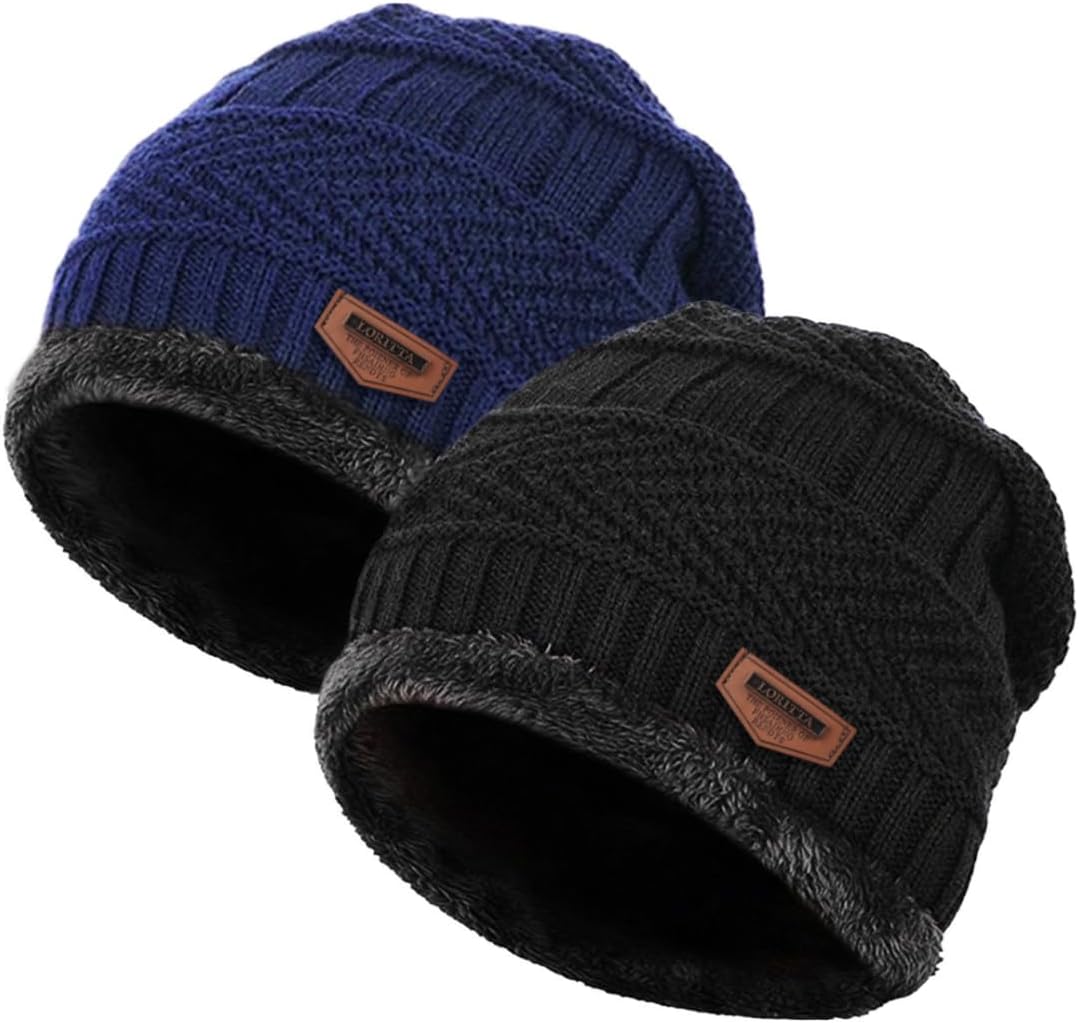 Loritta Winter Hat Warm Knitted Thick Baggy Slouchy Beanie Skull Cap for Men