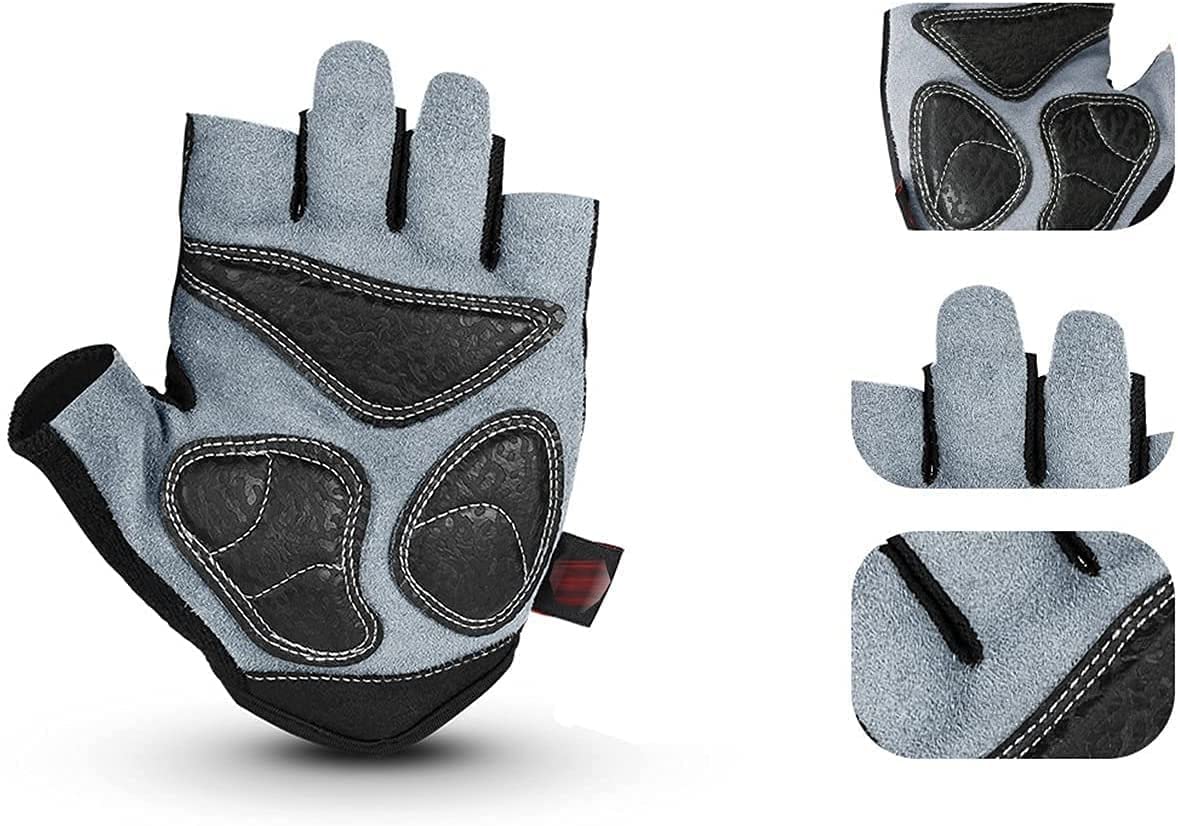 Shock Anti -Slip Giove a metà Fisi traspirabili Uomini Guanti a metà Dita (Color : Black, Size : L)