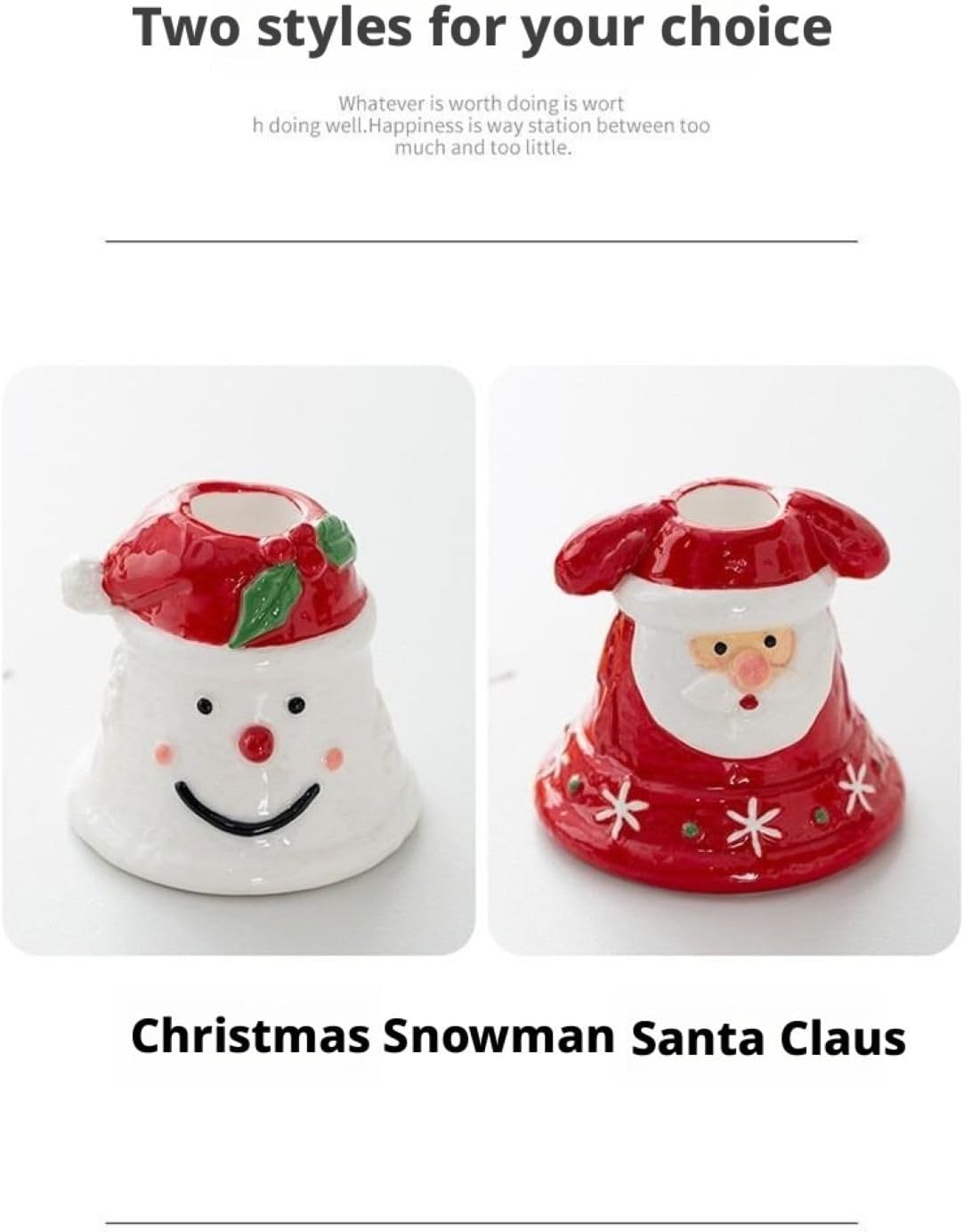 Nordic Santa Claus Ceramic Candle Holder, Red & White Christmas Table Decor for Home, Office (Red)