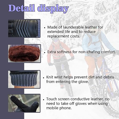 Miniatura 2 de LSAMA Guantes de ciclismo de invierno, guantes térmicos impermeables para pantalla táctil, guantes de bicicleta, motocicleta, conducción, ciclismo,