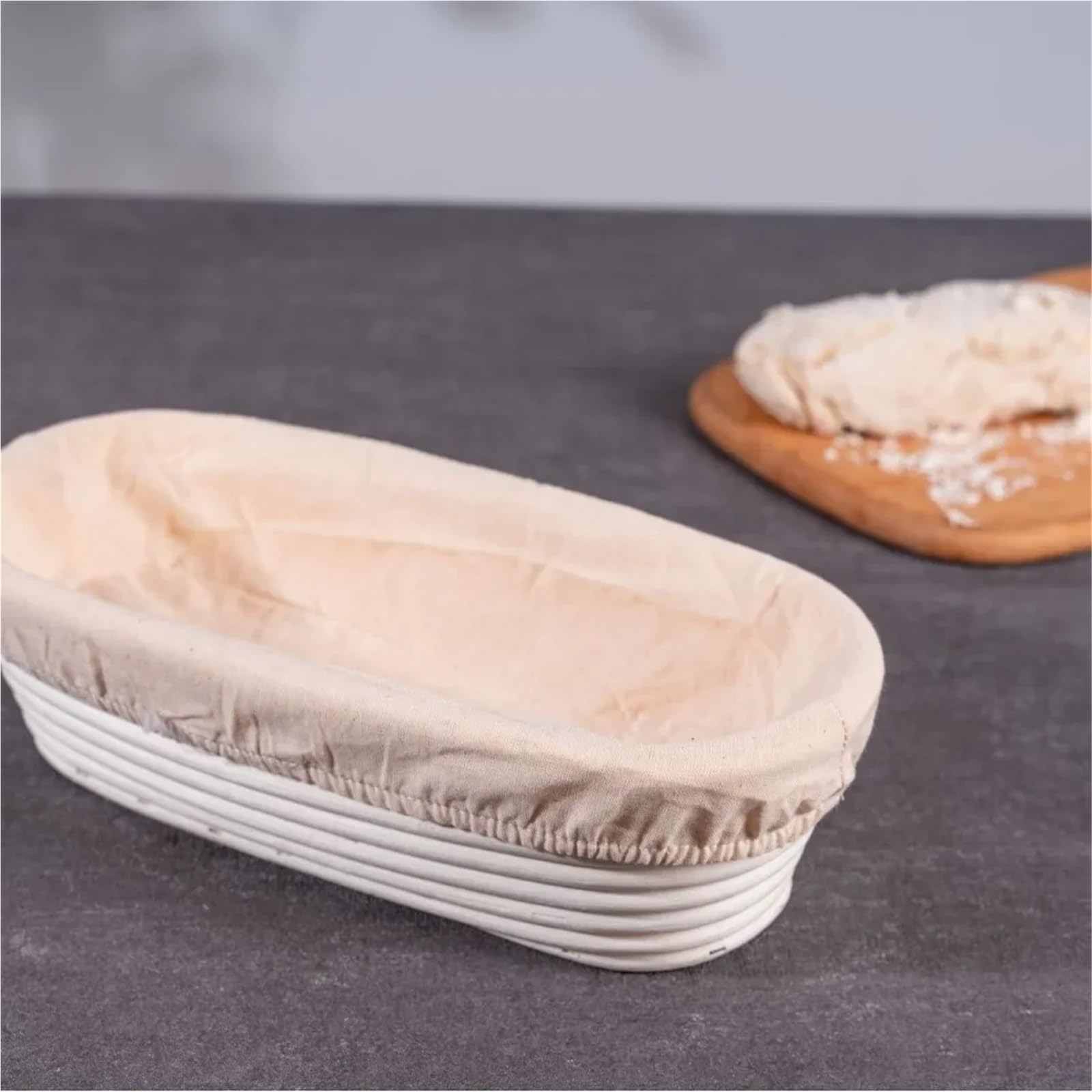 Cesta de mimbre for fermentación masa, cesta pan fermentada ovalada Natural Para Hornear Pan(Baker Bread S)