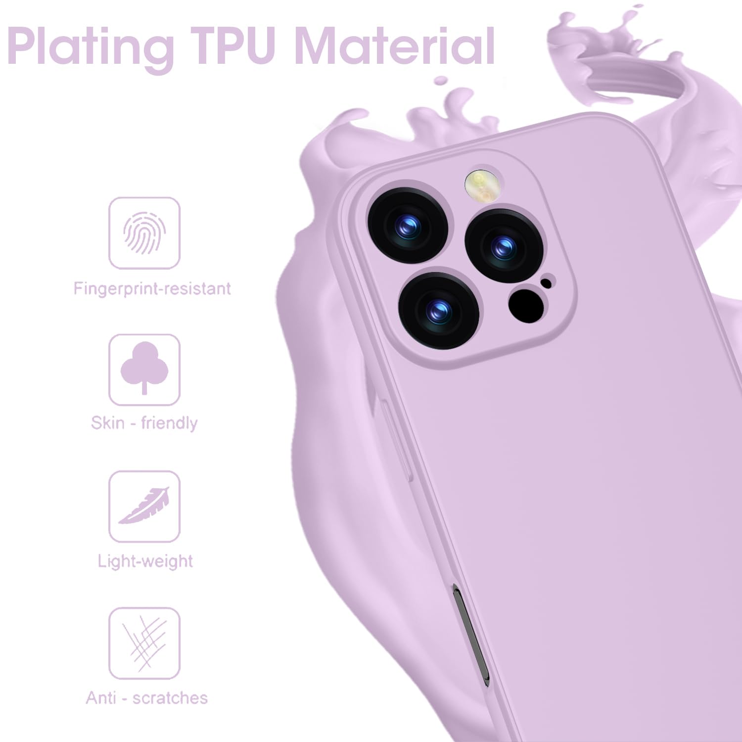 KPPIT for iPhone 16 Pro Max case silicone,for iPhone 16 Pro Max Phone case shockproof 6.9",Full camera coverage Military-Grade Protection 360°,With hand strap slim Case-Grass Purple - Image 3