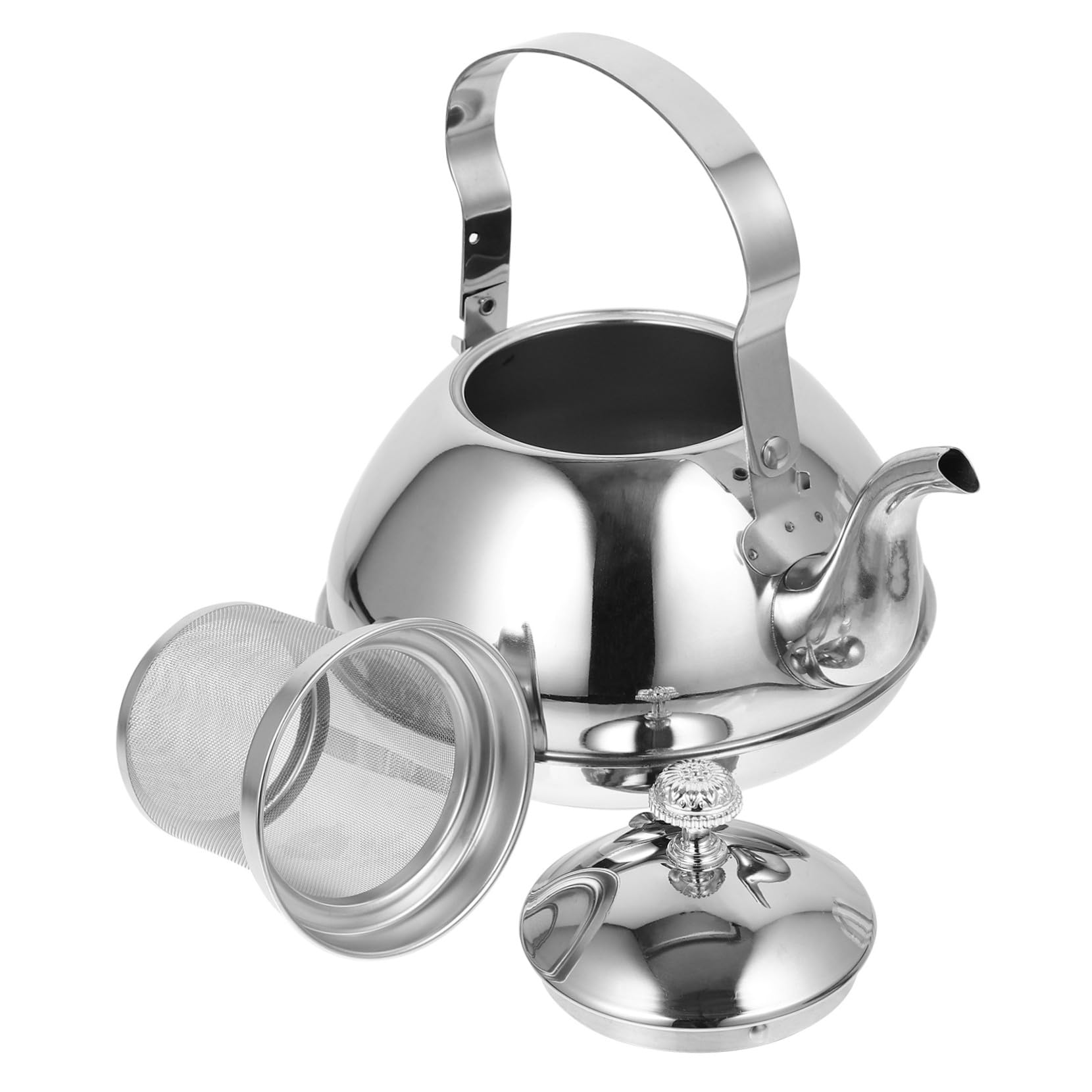 Alipis Théière Acier Inoxydable avec Filtre Amovible et Poignée Bouilloire pour Infusion de Thé Maison et Restaurant Design Classique et Moderne