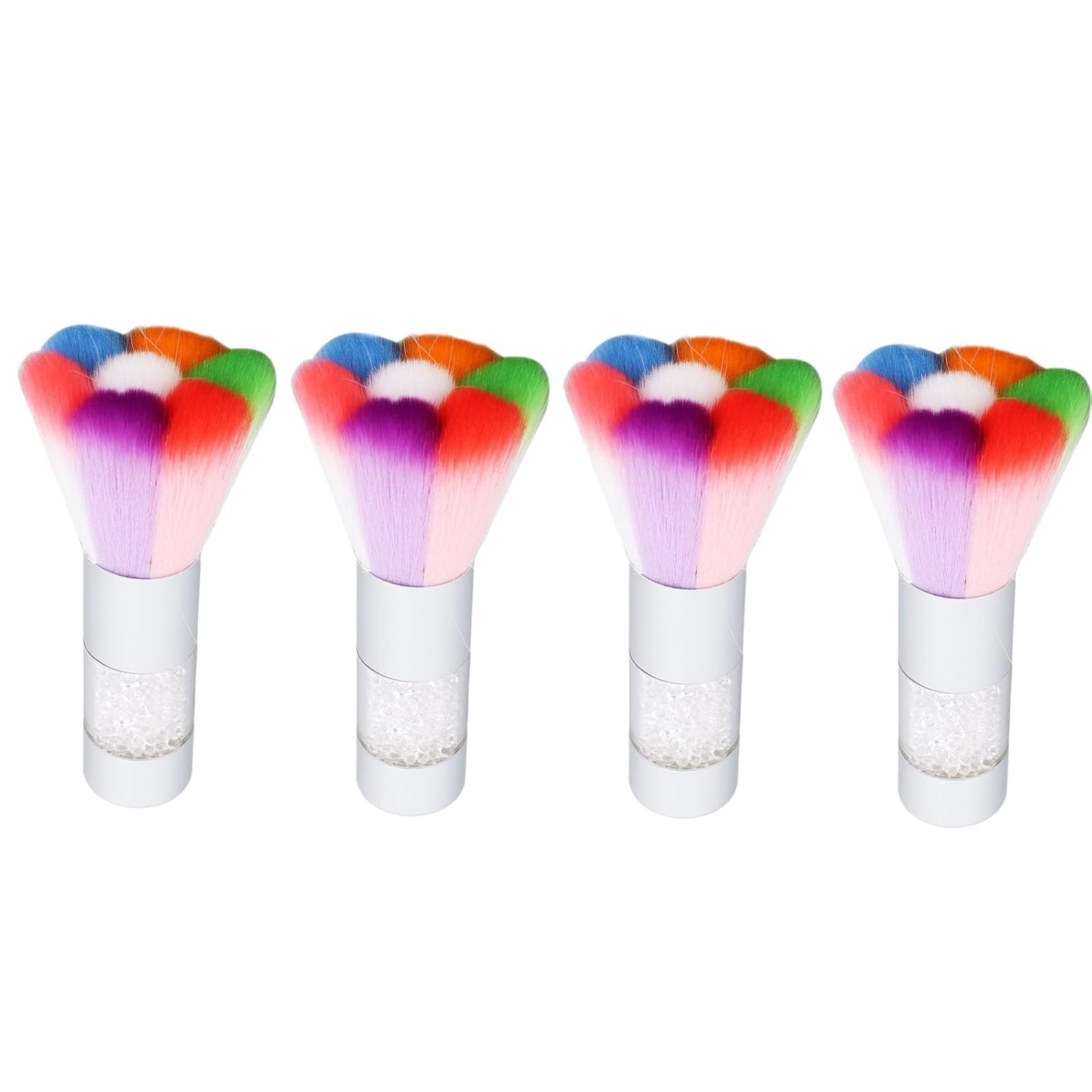 4pcs Nail Art Dust Remover Brush, Multifunctional Nail Dusting Brush with Soft Nylon and Rhinestone Handle, Includes Storage Box for Manicure and Makeup Use
