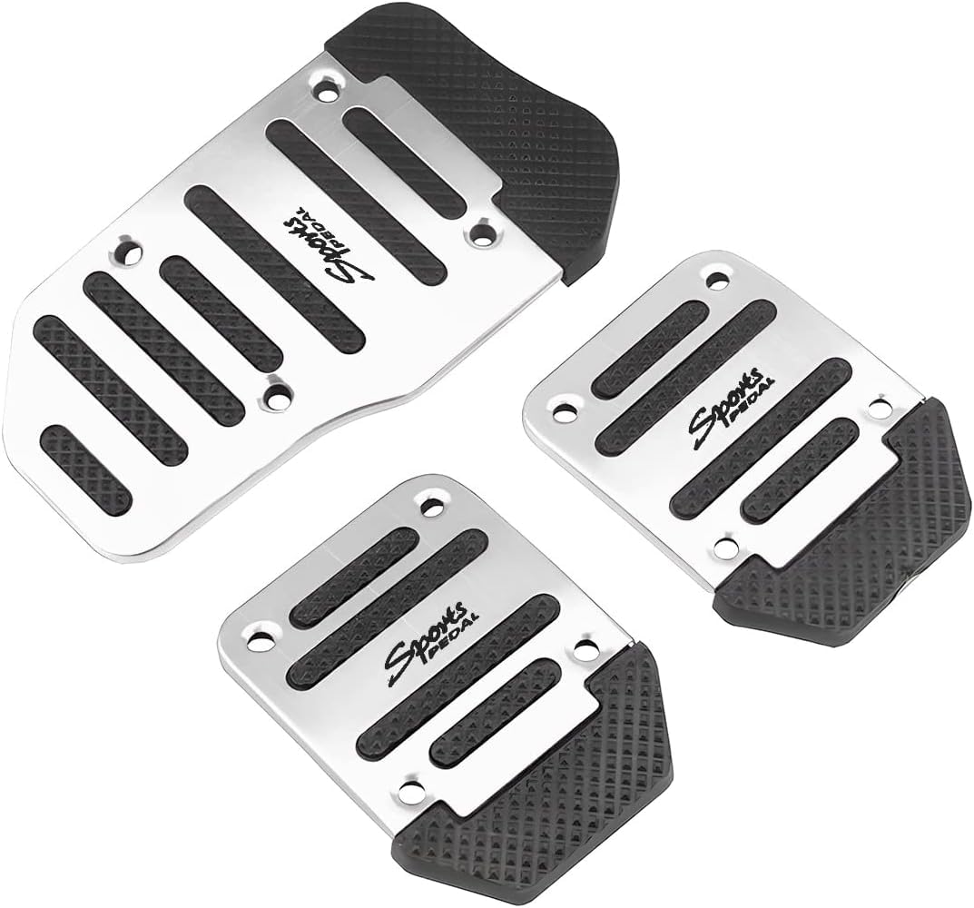CGEAMDY 3 PCS Manual Transmission Car Pedal Pads, Sporty Aesthetic Accessories Kit (Gas+brake+clutch Pedal Pads) No Drill & non-slip Car Accessories Universal Fit for Car, Suv, Truck(Silver)