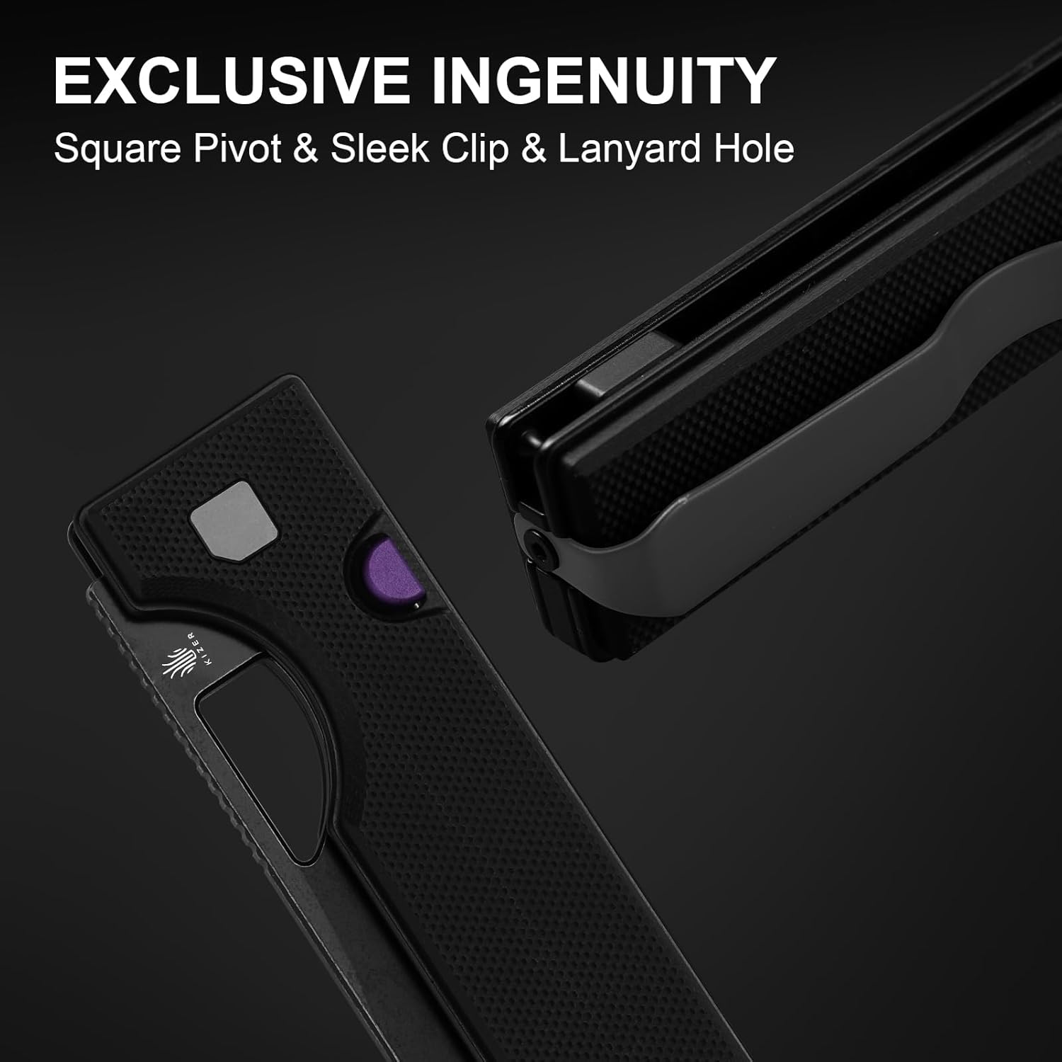 Kizer Little Ringbo Pocket Knife, 2.95" D2 Steel Drop Point Folding Knife with Black G10 Handle, Thumb Hole Opener Button Liner Lock, EDC knives for Camping Hiking V3708M1