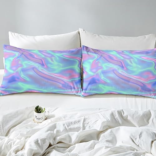 Miniatura 5 de Juego de sábanas de teñido anudado King, juego de sábanas con estampado colorido, juego de ropa de cama psicodélico de lujo suave y ligero, sábana