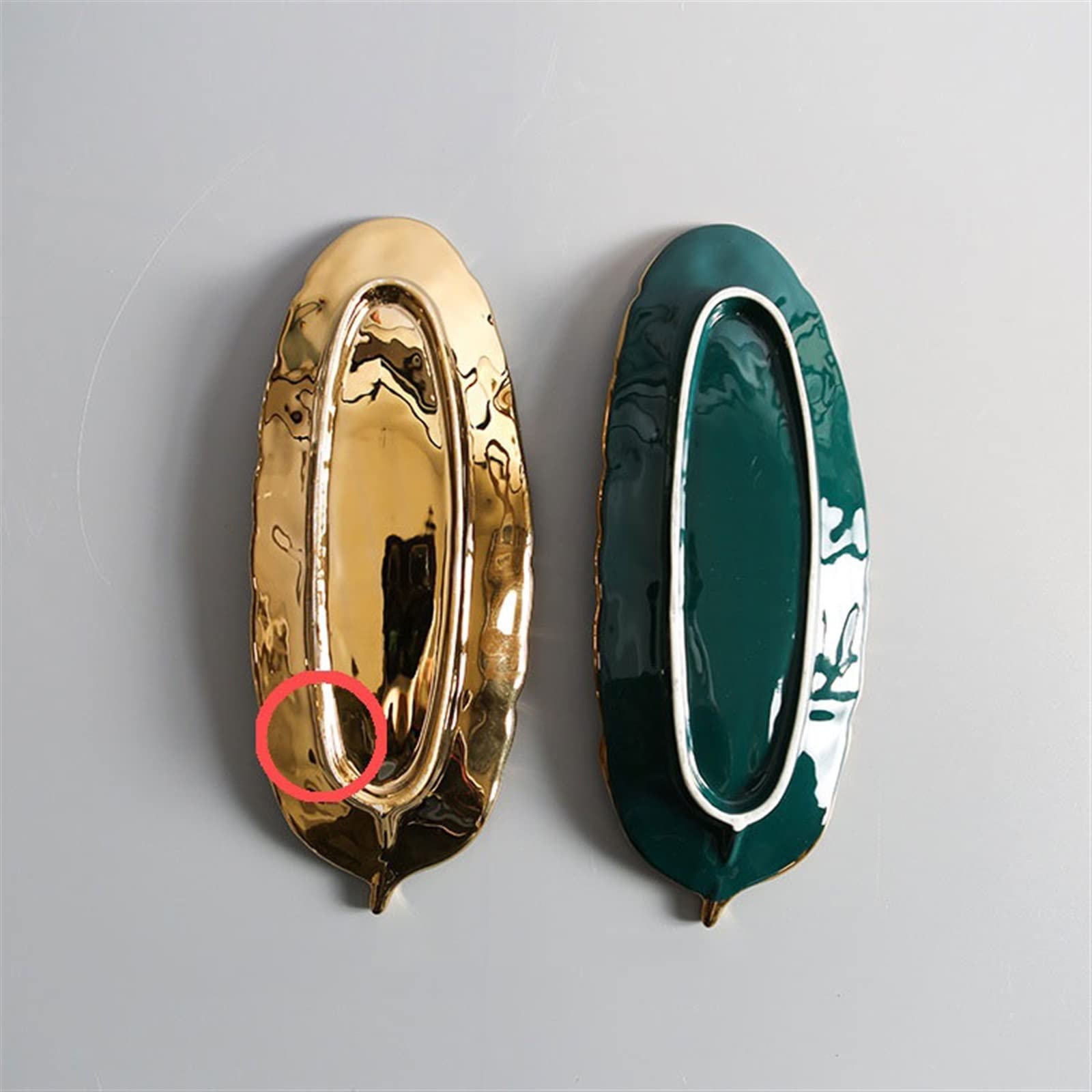 Bandejas Decorativas Bandeja de Letras de Lujo Ligera de Primera Calidad, Bandeja de Almacenamiento Creativa con Forma de Pluma, decoración de Escritorio Bandejas para Servir(Green)