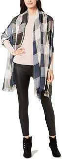 Steve Madden Check Made Plaid Travel Scarf & Wrap (Navy)
