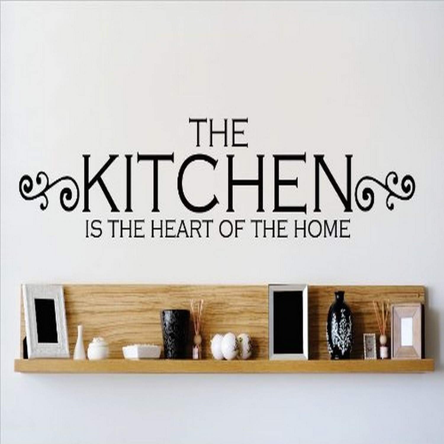 Design with Vinyl OMG 489 Black The Kitchen Is The Heart Of The Home Quote Lettering Decal Home Decor Kitchen Living Room Bathroom, 10 by 40-Inch, Black