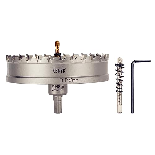 Miniatura 28 de 1" (25.5mm) Sierra perforadora con punta de carburo de tungsteno con 2 piezas de brocas piloto chapadas en titanio para metal duro, acero