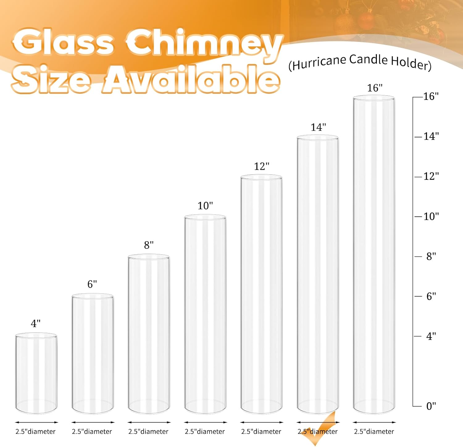 24 PCS Hurricane Candle Holder, 2.5" W x 14" H Open Ended Glass Candle Cylinder Sleeve, Clear Glass Cylinder Candle Holder, Open Flame Candle Chimney Tube Cover, Bottomless Cylindrical Glass - Image 5