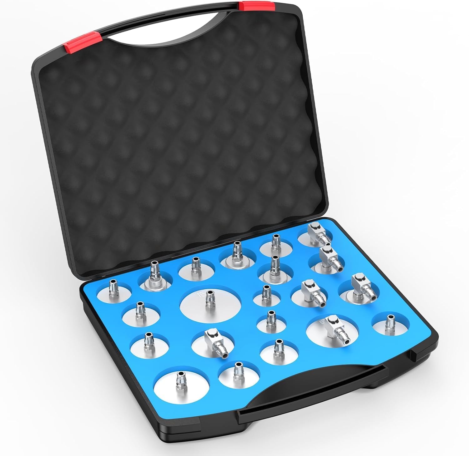 Brake Master Cylinder Bleeder Kit, New Version 21 PCS Aluminum Brake Bleeder Adapter Set, Pressure Bleeder Brake Bleeding Kit Compatible with BMW Benz GM Ford Chrysler VW Tesla Honda Toyota Lexus