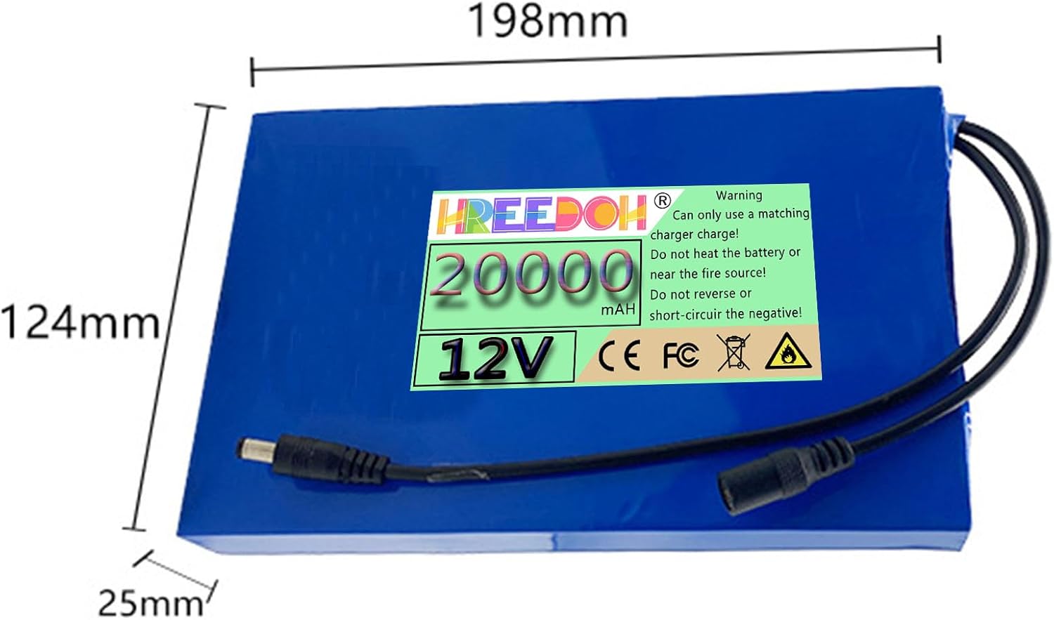 Li-ion Battery 12V Polymer Battery 16000mAh 20000mAh 24000mAh 30000mAh Lithium Battery with Charger for Camera LED Light Strip,12v20000mah