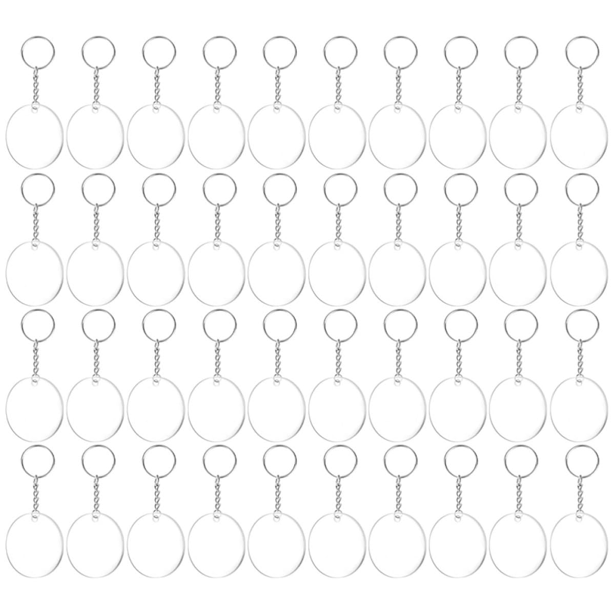Tofficu 120 Juegos de Llaveros Acrílicos Transparentes Redondos con Anillas para Manualidades y Colgantes de Llave de Acrílico para Uso DIY y Decoración