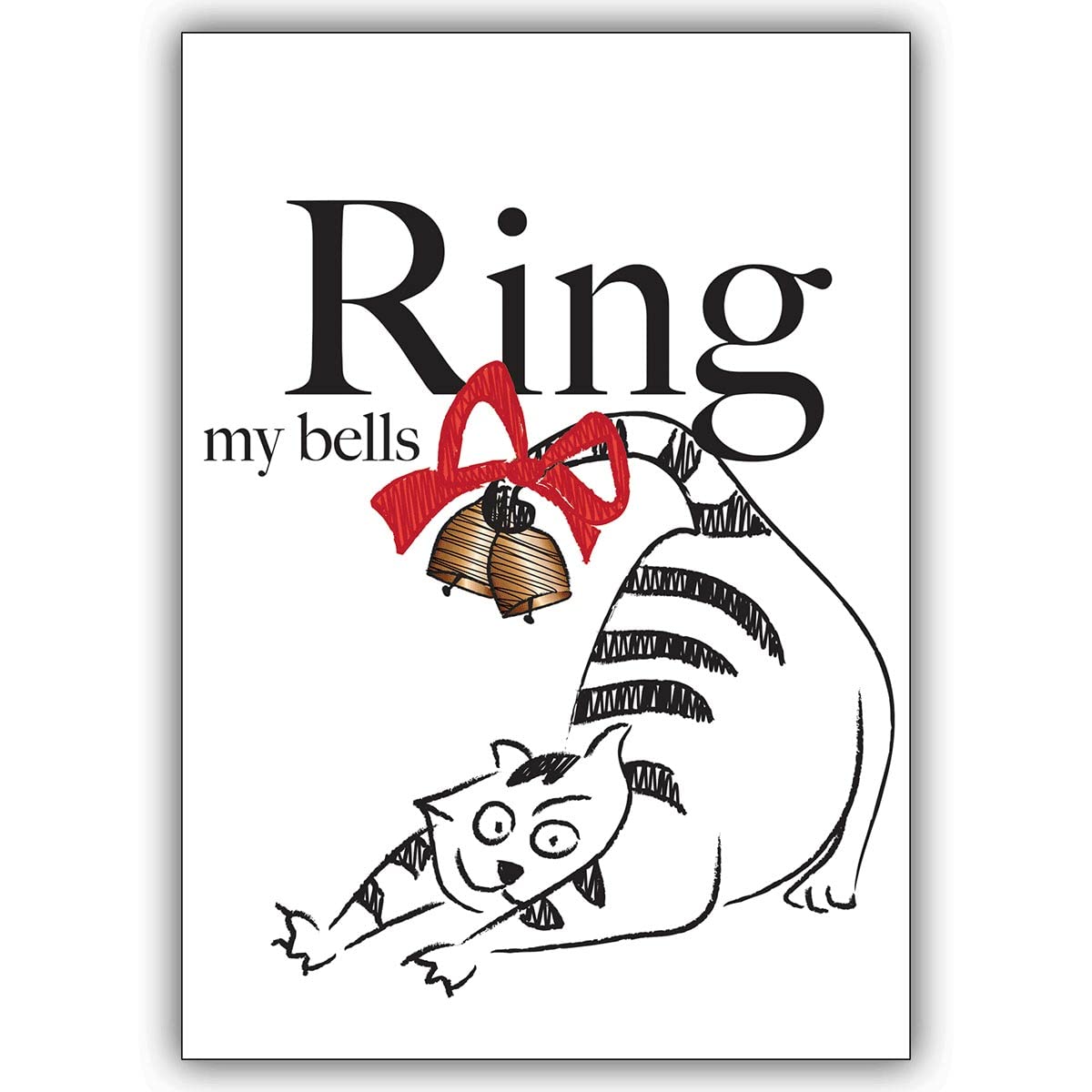 20er Set Komische Weihnachtskarten als schönste Weihnachtsgrüße mit dickem Kater, innen Ihr Text (Var4) geschäftliche u private Weihnachtspost: Ring my bells