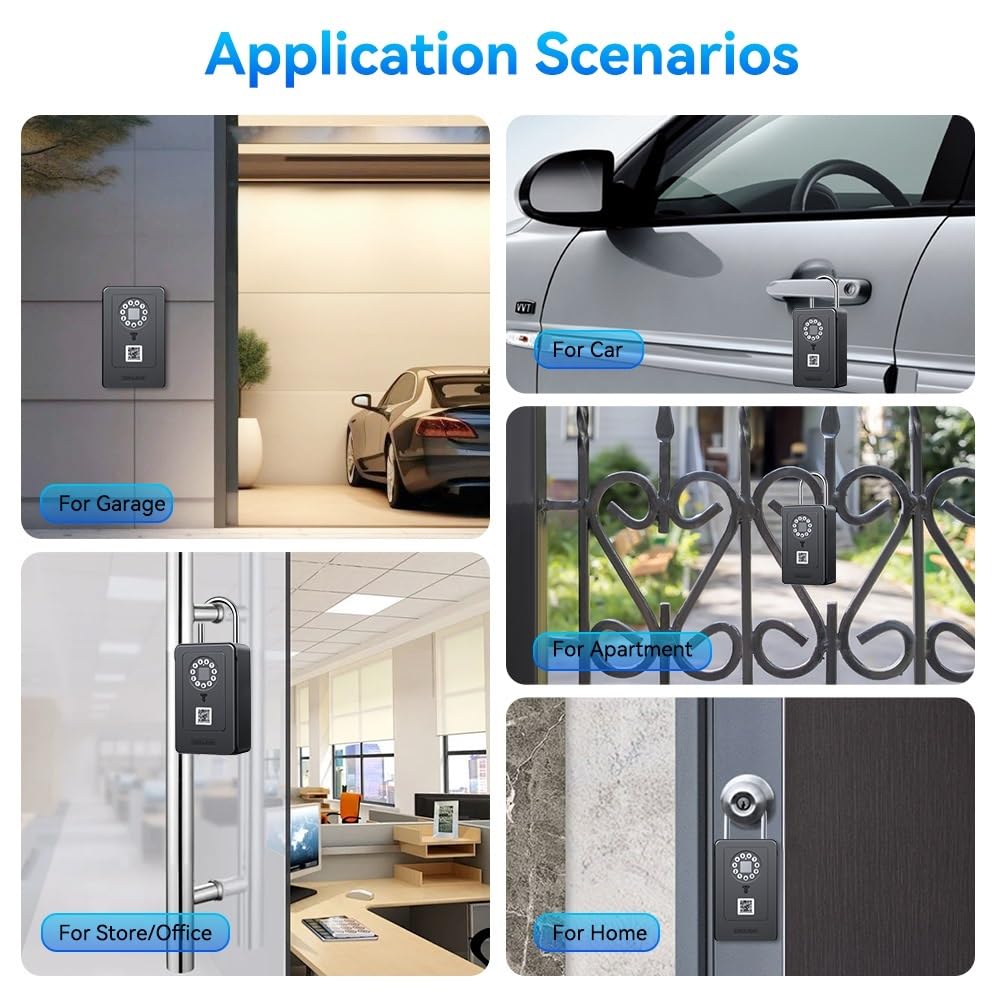 Boite a Clefs Securisee Exterieur, Boîte De Rangement Intelligente For Clés À Empreintes Digitales Boîte De Rangement De Mot De Passe Sans Fil Bluetooth Coffre-fort De Sécurité Antivol ,Coffre Fort Di