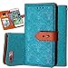 iphone 8 Plus Case Wallet,iphone 7 Plus Wallet Case for Women,Auker Vintage Mural Folio Flip Leather Fold Stand Shockproof Body Protective Buckle Purse Case with 3 Card Holder/Cash Pocket Blue